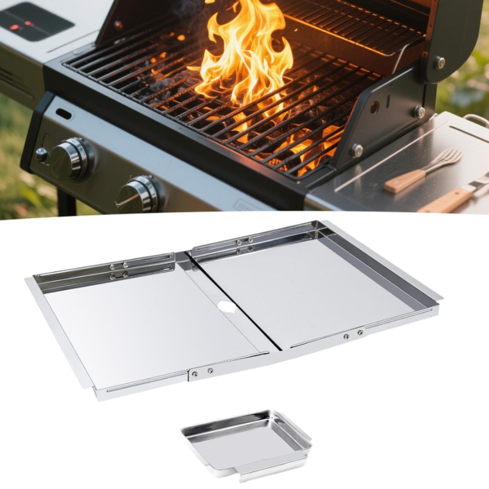 Vassoio raccogli Grasso con vaschetta di Raccolta, Vassoio Universale Portatile per Barbecue a Gas, per Prato, Giardino, Patio, Feste, Cortile