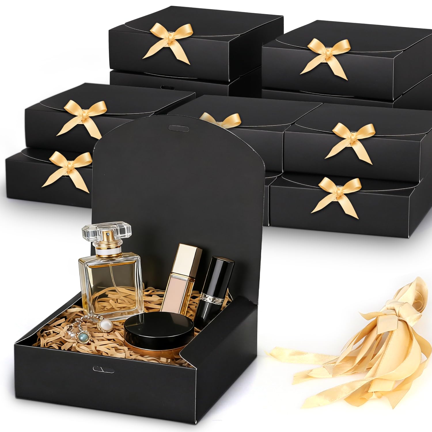 Fzyisw 12 Stück Geschenkbox mit Deckel Schwarz, Geschenkboxe