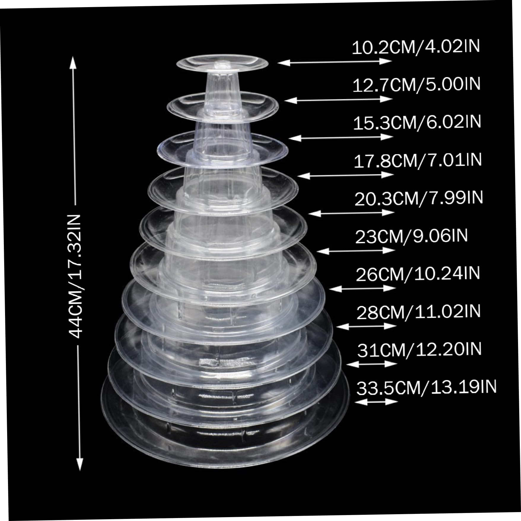 Macaron Tower Stand, vassoio rotondo trasparente a 10 ripiani per dessert, matrimoni, baby shower, feste di compleanno, espositore multiuso per torte, robusto ed elegante