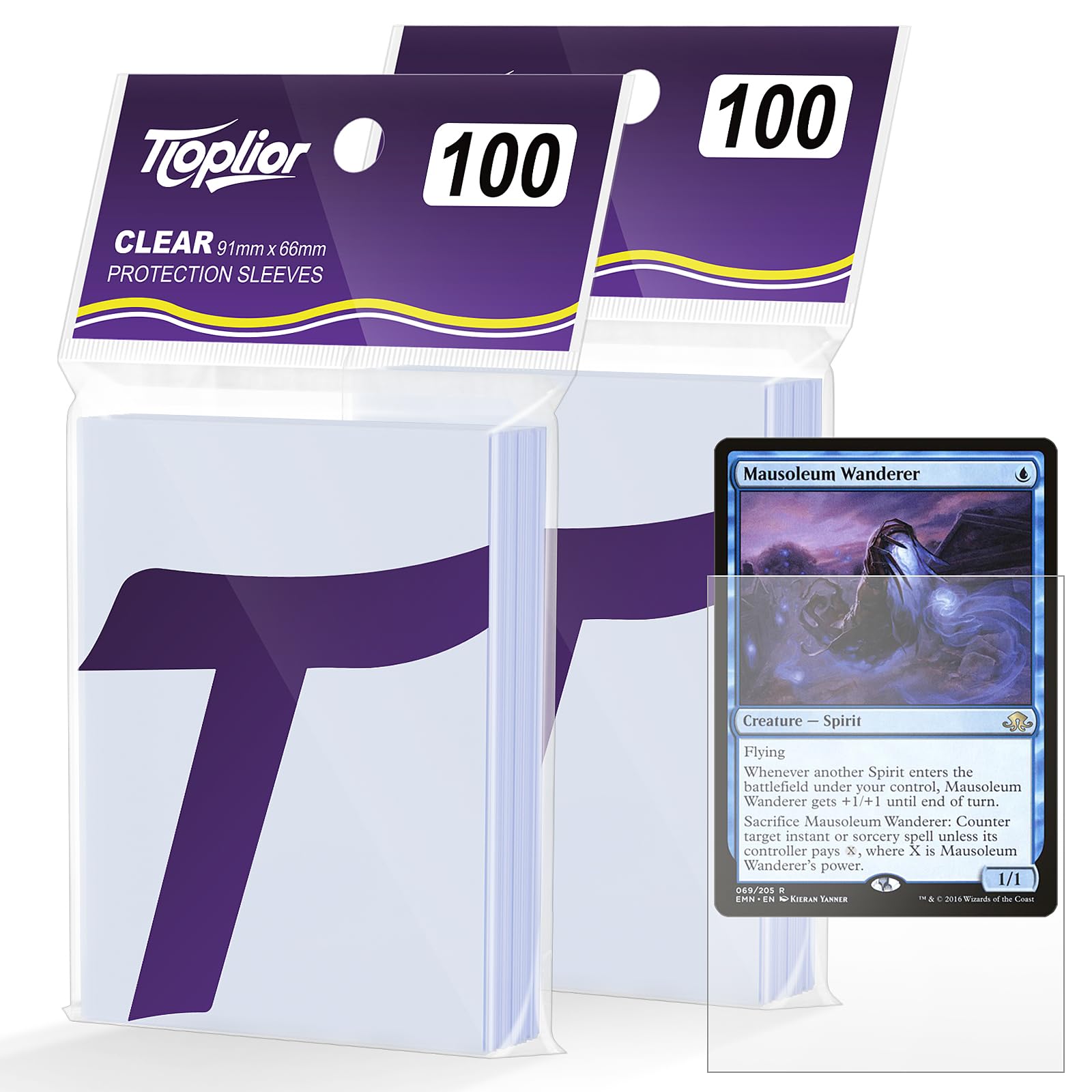 Tioplior 200 Counts Card Sleeves,Soft Penny Sleeves for Trading Cards,Clear Plastic Card Protectors Fit for MTG,TCG,Baseball,Football,Sports,Game Cards