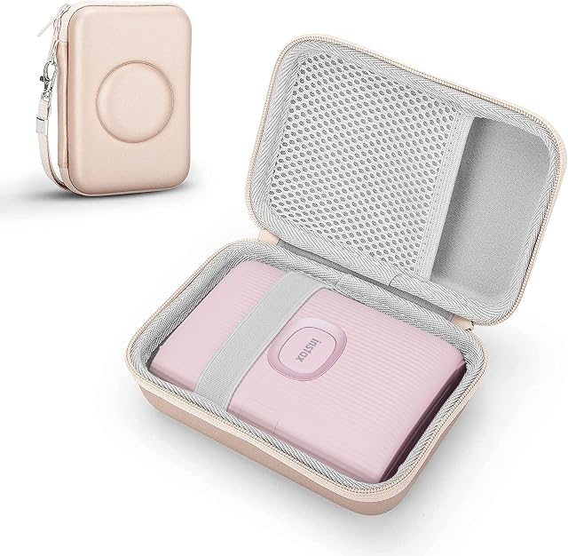 Travel Case for Fujifilm Mini Link 2 / Kodak Printomatic / Instax Mini EVO / Mini Link Wireless Photo Printer, Protective Cover Carry Storage Bag (Rose Gold)