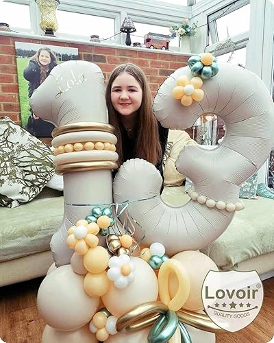 Miniatura 4 de Globo de 40 pulgadas, color blanco arena crema, número 4, globos de helio de aluminio de Mylar de gran tamaño para fiestas de cumpleaños,