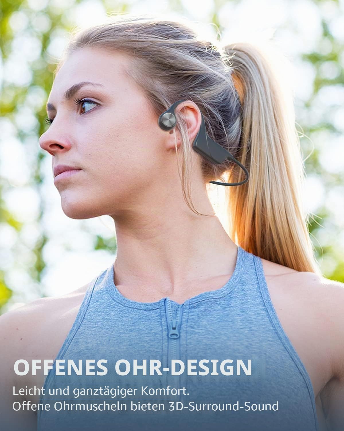 SANOTO Knochenschall Kopfhörer Bluetooth 5.3,Open Ear Kopfhörer Kabellos Bone Conduction Kopfhorer IPX5 Wasserdicht Sportkopfhörer Lange Akkulaufzeit Kopfhörer für Läufer Fitness
