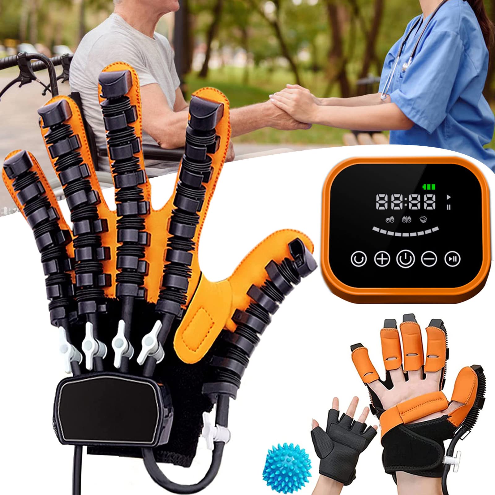 Rękawice robota rehabilitacyjnego, ortoza treningu palca, ortoza rehabilitacji Szyna ręczne rękawice wspomagające dla pacjentów z zaburzeniami rąk Ćwiczenie stawu palca,LeftHand-XL