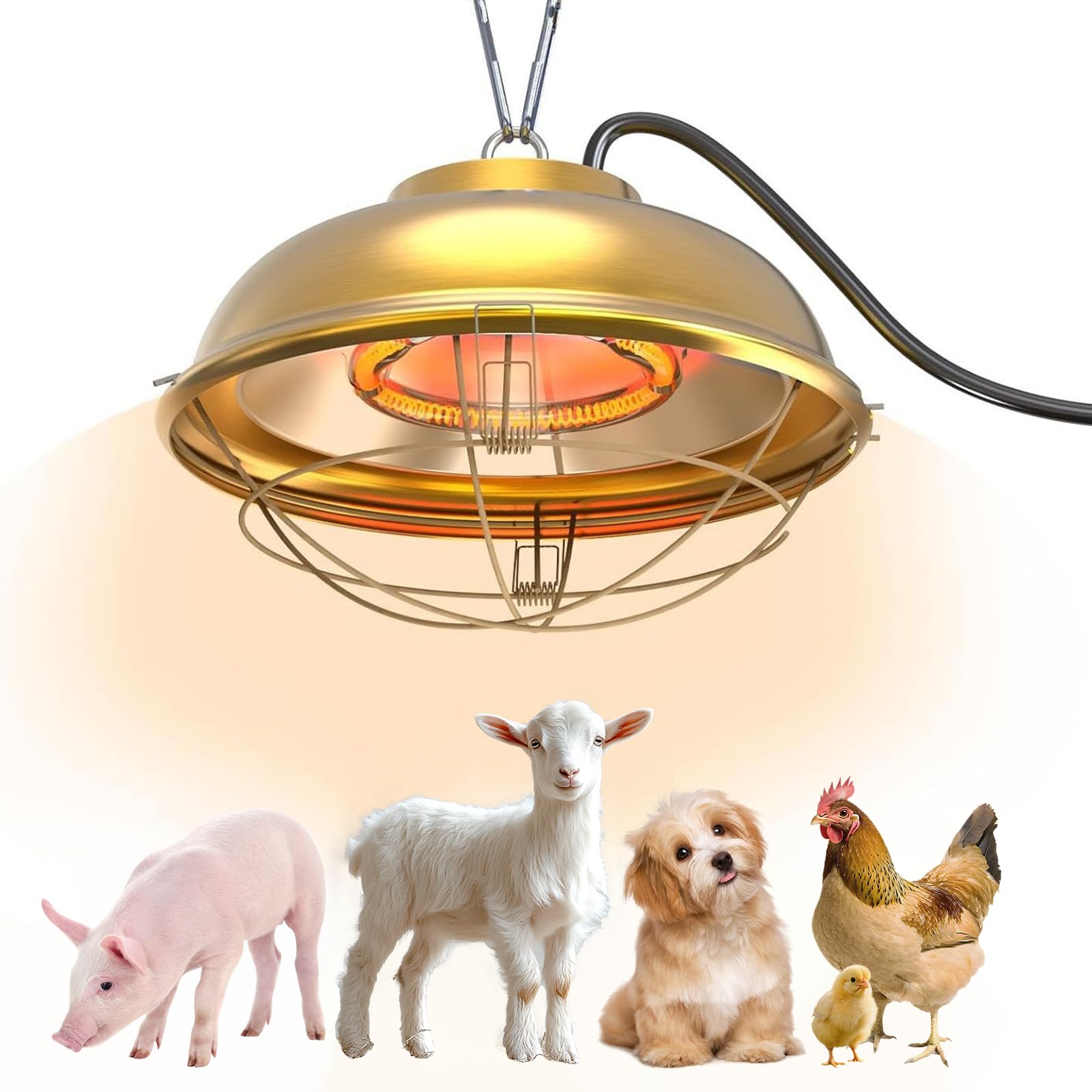 Lampa grzewcza 300 W do kurników – wodoodporny podgrzewacz do kurników do użytku wewnątrz i na zewnątrz – nadaje się dla kurczaków, kaczek, królików i zwierząt domowych