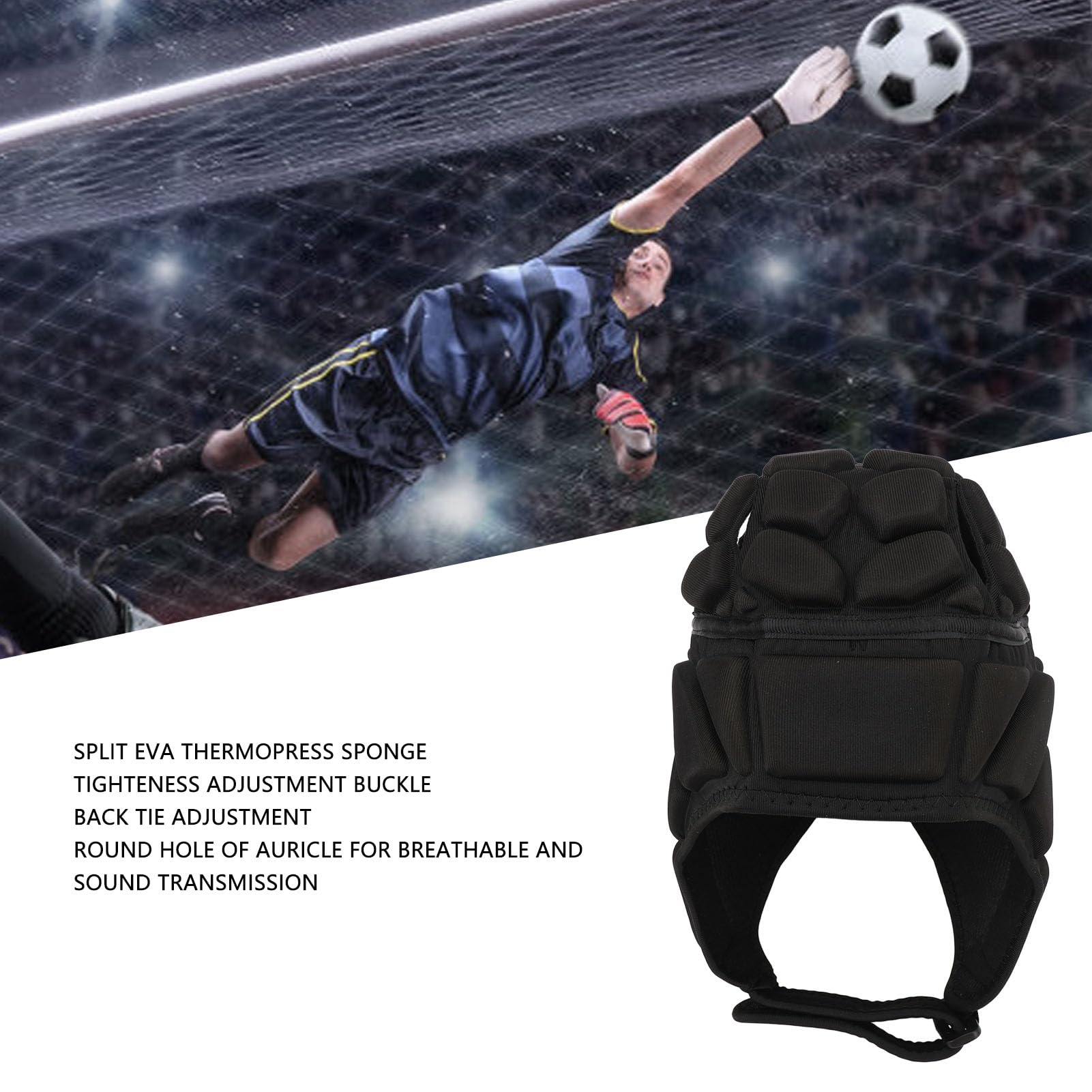 Casque de Football, Casque de Protection de Rugby avec Tissu OK Néoprène, éponge EVA, Conception de Trou d'oreille pour Le Cyclisme, Le Ski, Le Sport