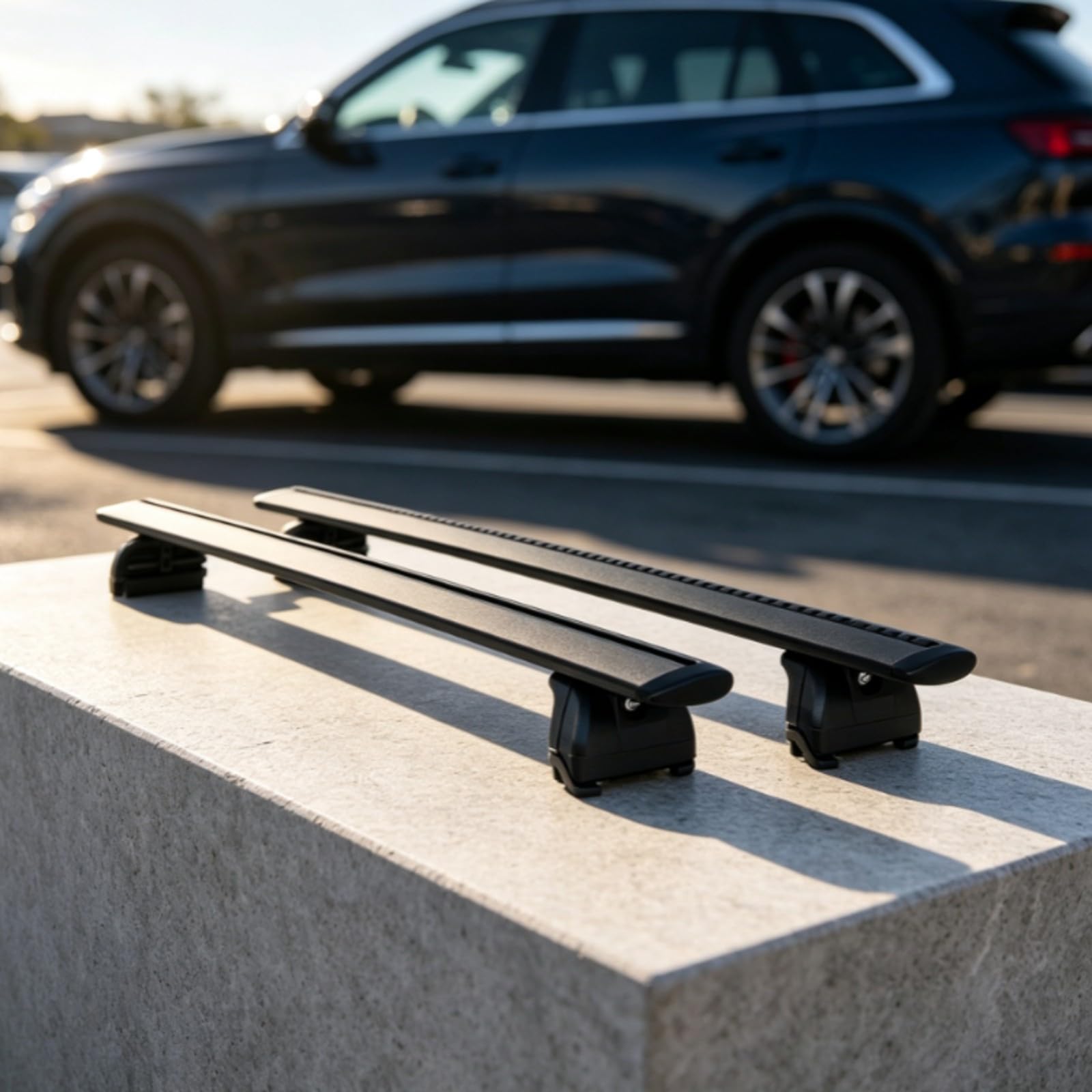 Amagogo 2 Stück Flach Querträger |, Dachquerträger mit Befestigungsfüßen, aerodynamisch, Dachquerträger, für Roadtrips, 120CM