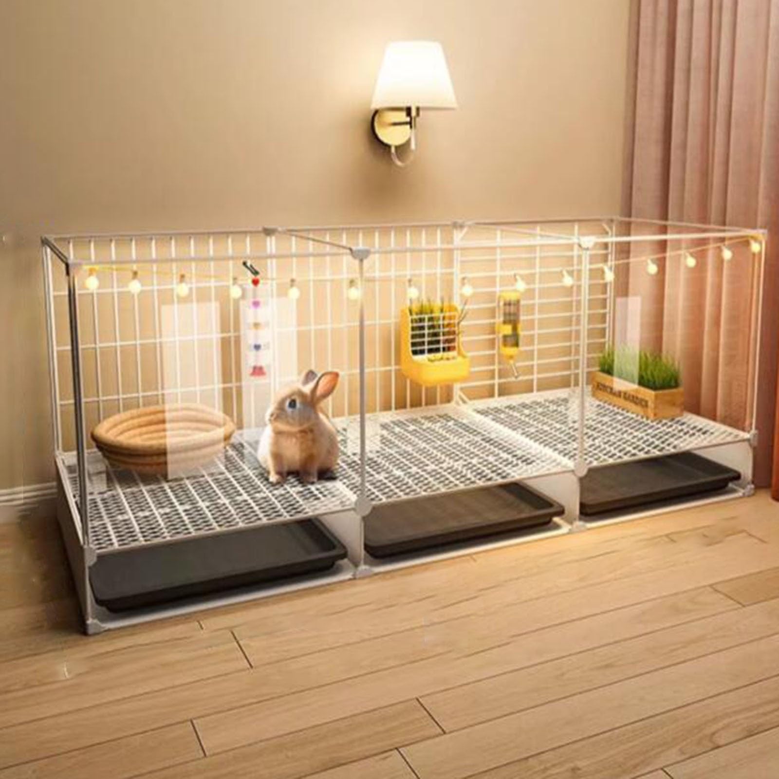 Rabbit Cage - Bunny Cages for Rabbits Indoor, Bunny Hutch Small Animal Cage Pet Playpen with Door, Hd Clear View, Transparent Acrylic Panel Puppy Kitten Dog Playpen, Portable Metal Wire Yard Fence ( C