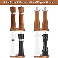 Vista 3 de Bandeja para Molino de Sal y Pimienta, Bandeja de Madera de Acacia, Soporte y Descanso para Molinillo de Pimienta (Diámetro Interior 2.5 Pulgadas)