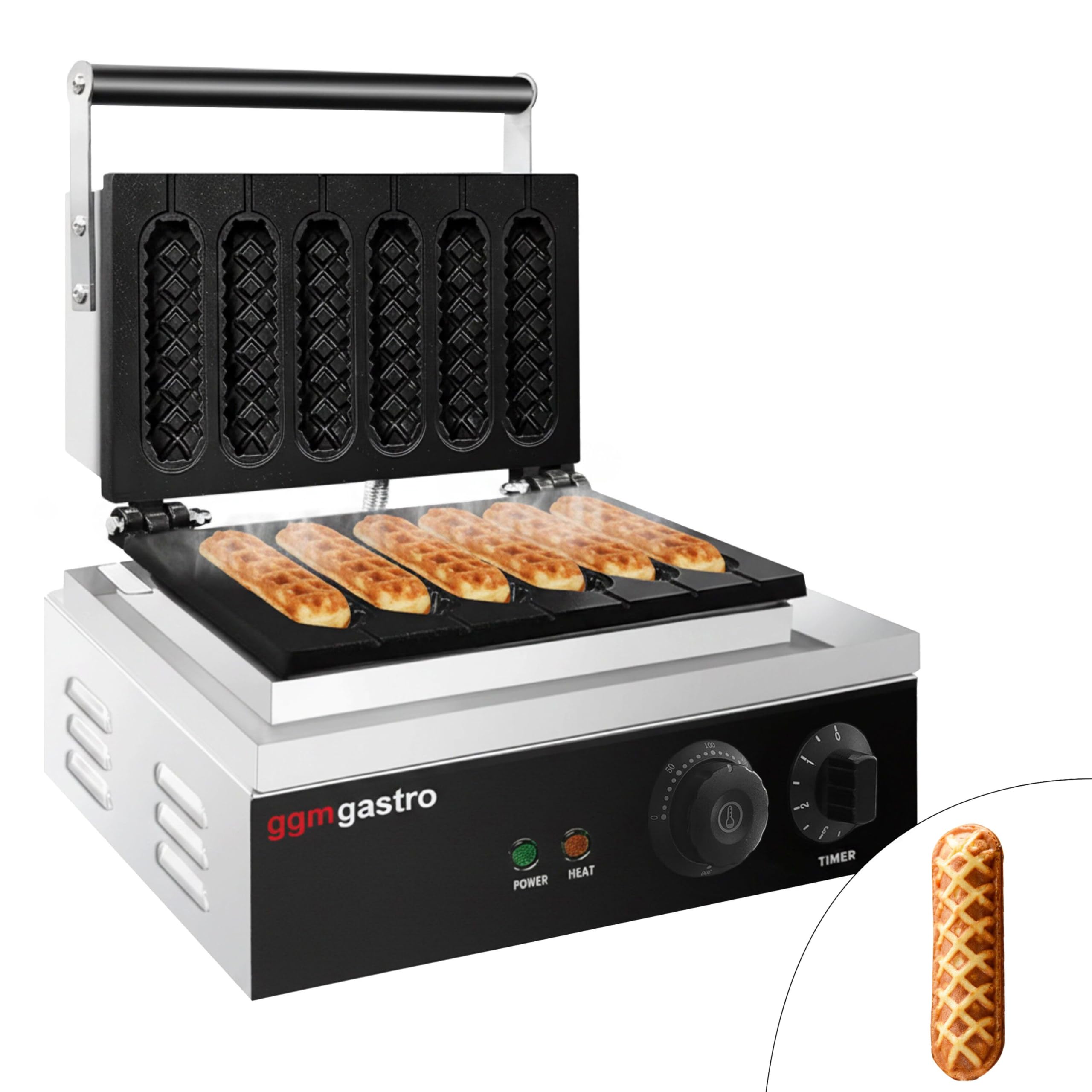 GGM Gastro Waffeleisen Lolly am Stiel 1,55 kW | Ideal für den Dauereinsatz, hochwertige Gusseisenplatten, präzise Zeitsteuerung, leichte Reinigung, sofort einsatzbereit