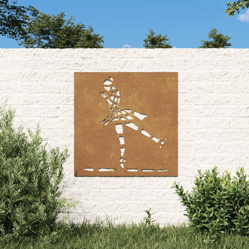 Décoration murale de jardin anti-rouille durable motif danseuse de ballet métal Corten 55cm