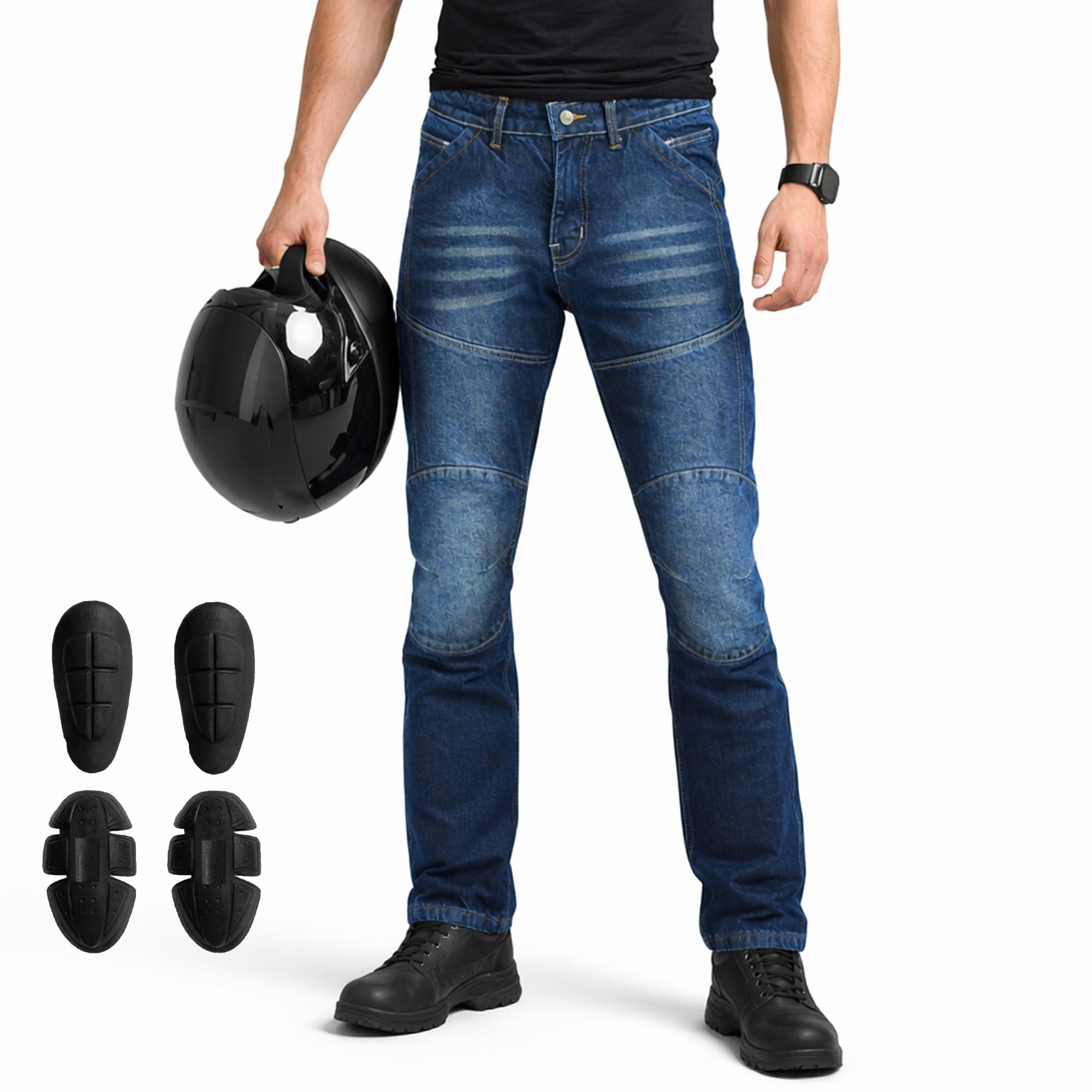 Pantaloni da moto da uomo e da donna, in fibra aramidica, unisex, con protezioni, certificati CE secondo la norma EN 17092-3:2020
