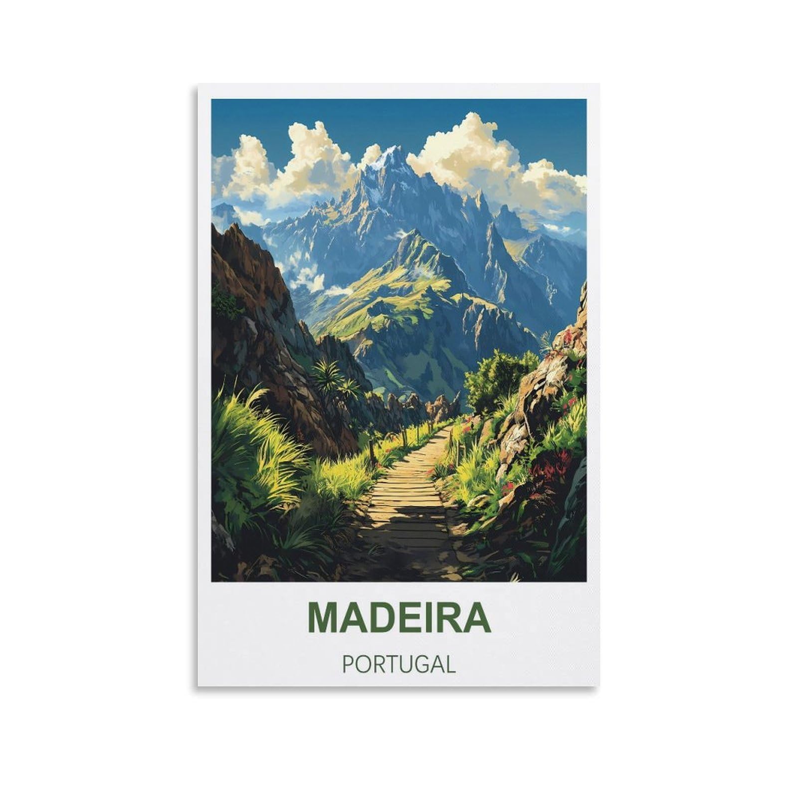 FJIWECWSQ Madeira Portugal Vintage Travel Poster 08x12inch(20x30cm) Canvas Wall Art Painting Prints
