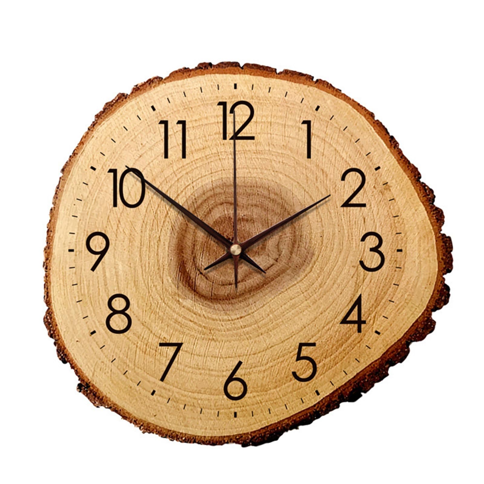 Sohodoo Farmhouses Wood Grains Annual Rings Wall Clock,Annual Ring Tree Stump Design,Quiet Quartzs Not Ticking Battery Operated for Living Room Decors Wall Clock