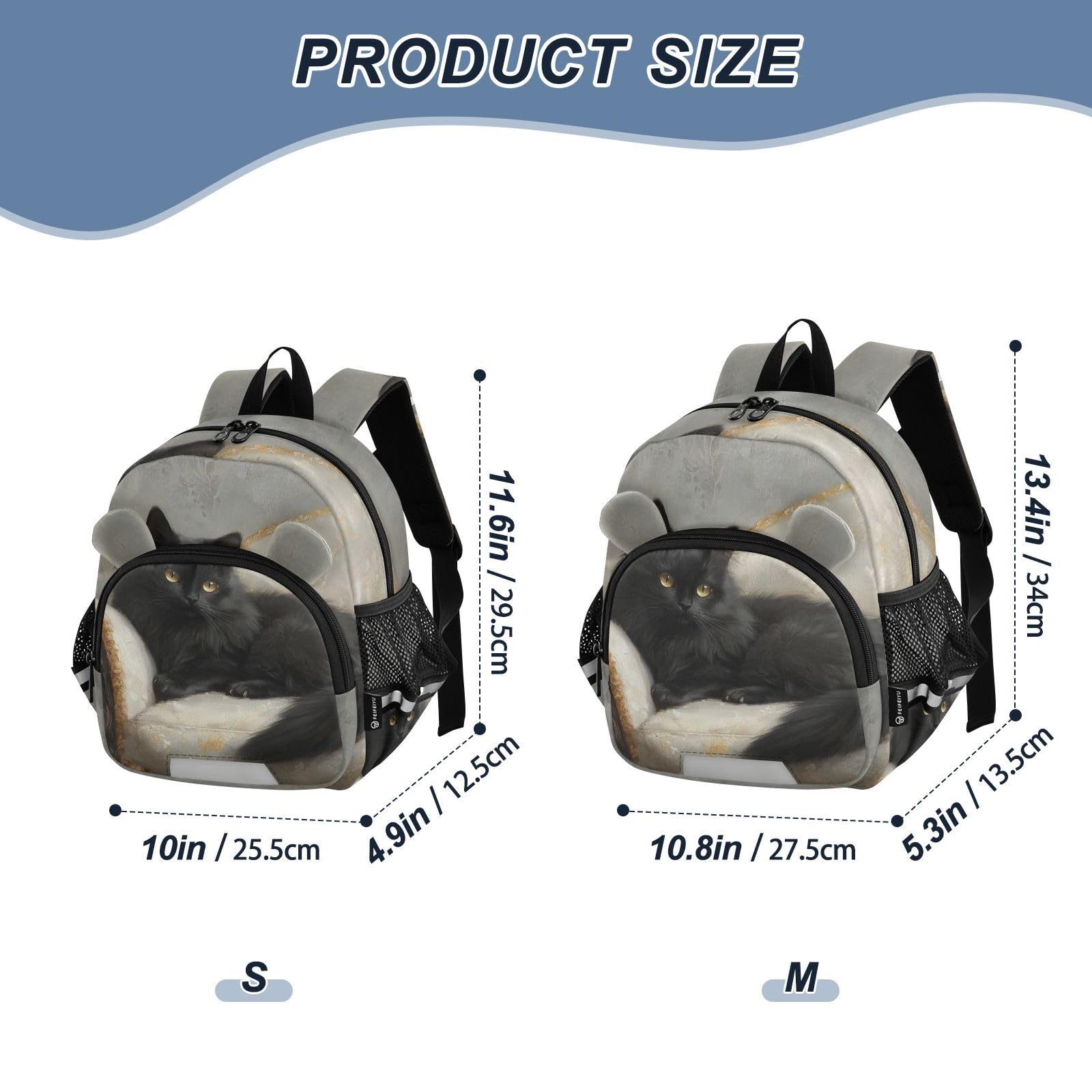 Black Cat Sofa Toddler Harness Backpack for Boys Girls 3-6 Years Kids Backpack with Anti Lost Safety Leash Baby Travel Bag for Preschool Travel Walking