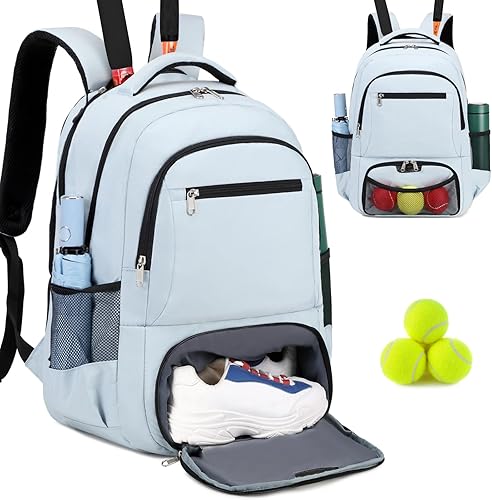 Mochila de tenis para mujeres y hombres, bolsa de tenis con capacidad para 2 raquetas, calabaza de bádminton, pelotas de paletas de pickleball