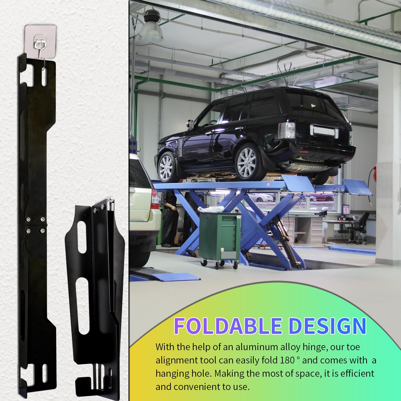 XBSLPNCED Wheel Alignment Tool with Aluminum Alloy Hinge, A Pair of Collapsible Toe Alignment Tool Plates, Easily storable, Wall-mountable?Measurements for Truck, SUV Vehicle (No Tape Measure) 2pcs