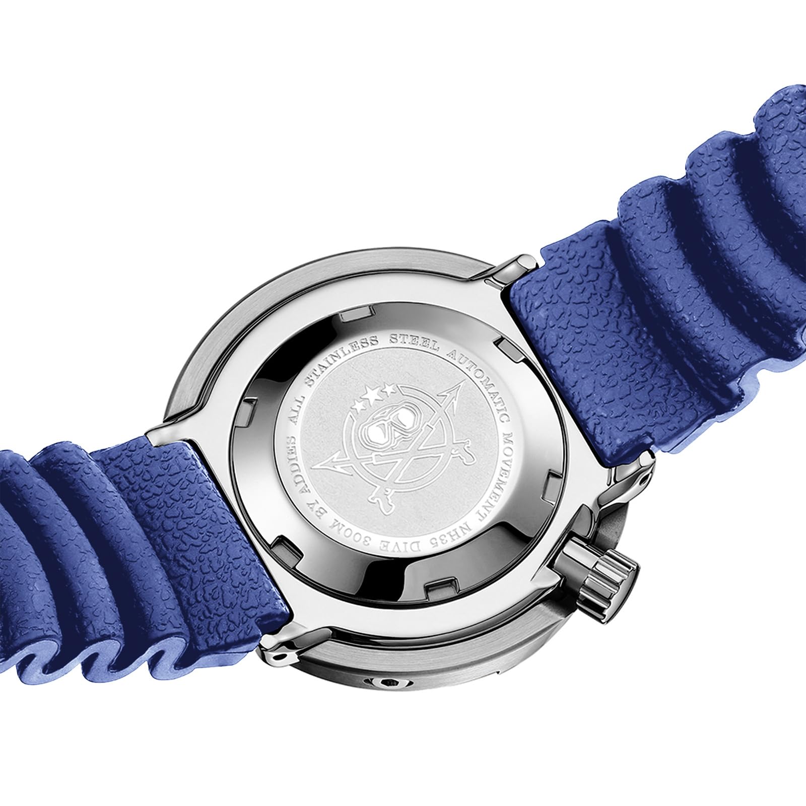 ADDIESDIVE Montre de plongée automatique pour homme NH35 étanche à 300 m de diamètre avec miroir en cristal saphir et cadran suisse lumineux de 47,5 mm, bleu, Montre de plongée, plongeur, mécanique
