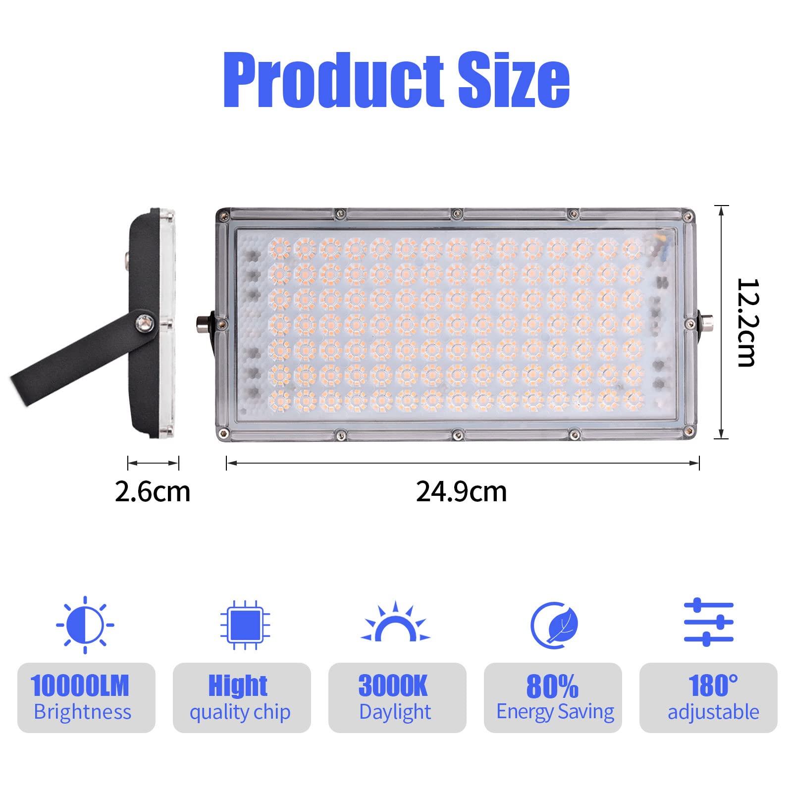 LED Strahler Außen 100W 10000LM Fluter Flutlichter, 4er 3000K Warmweiß Scheinwerfer, IP65 Wasserdicht Außenstrahler, Sicherheitsbeleuchtung für Garten Garage Hof Sportplatz Veranda Werkstatt