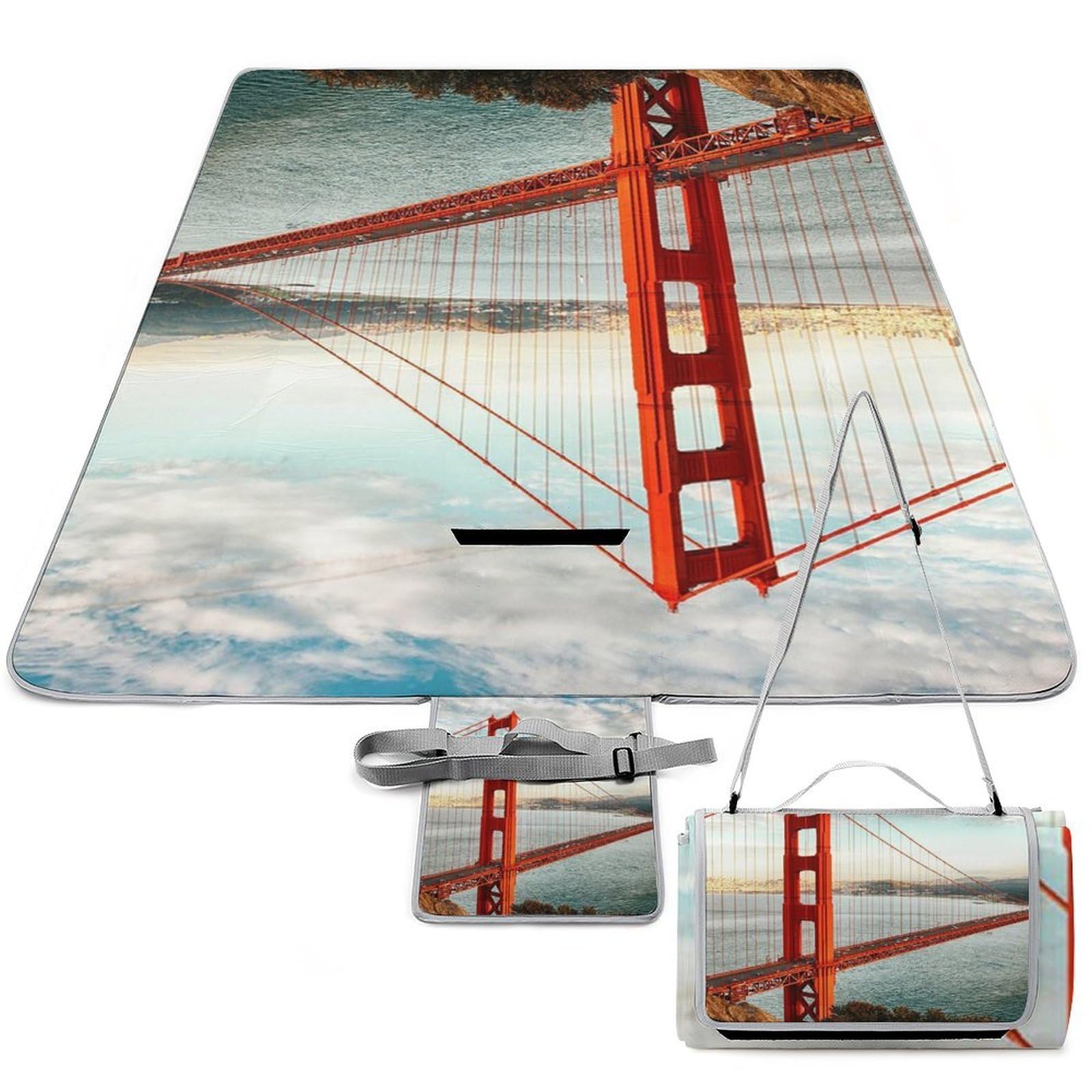 Couverture pique-nique pliable avec poignée, tapis parc 148x148