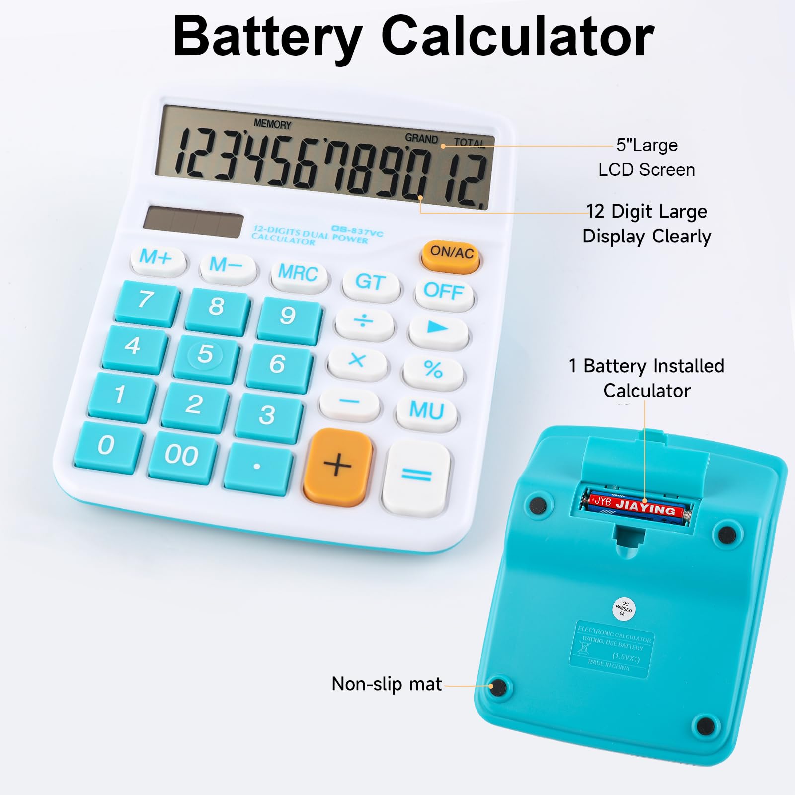 Calcolatrice Ufficio Meichoon - Doppia Alimentazione Solare/Batteria, Display 12 Cifre, 150x120mm
