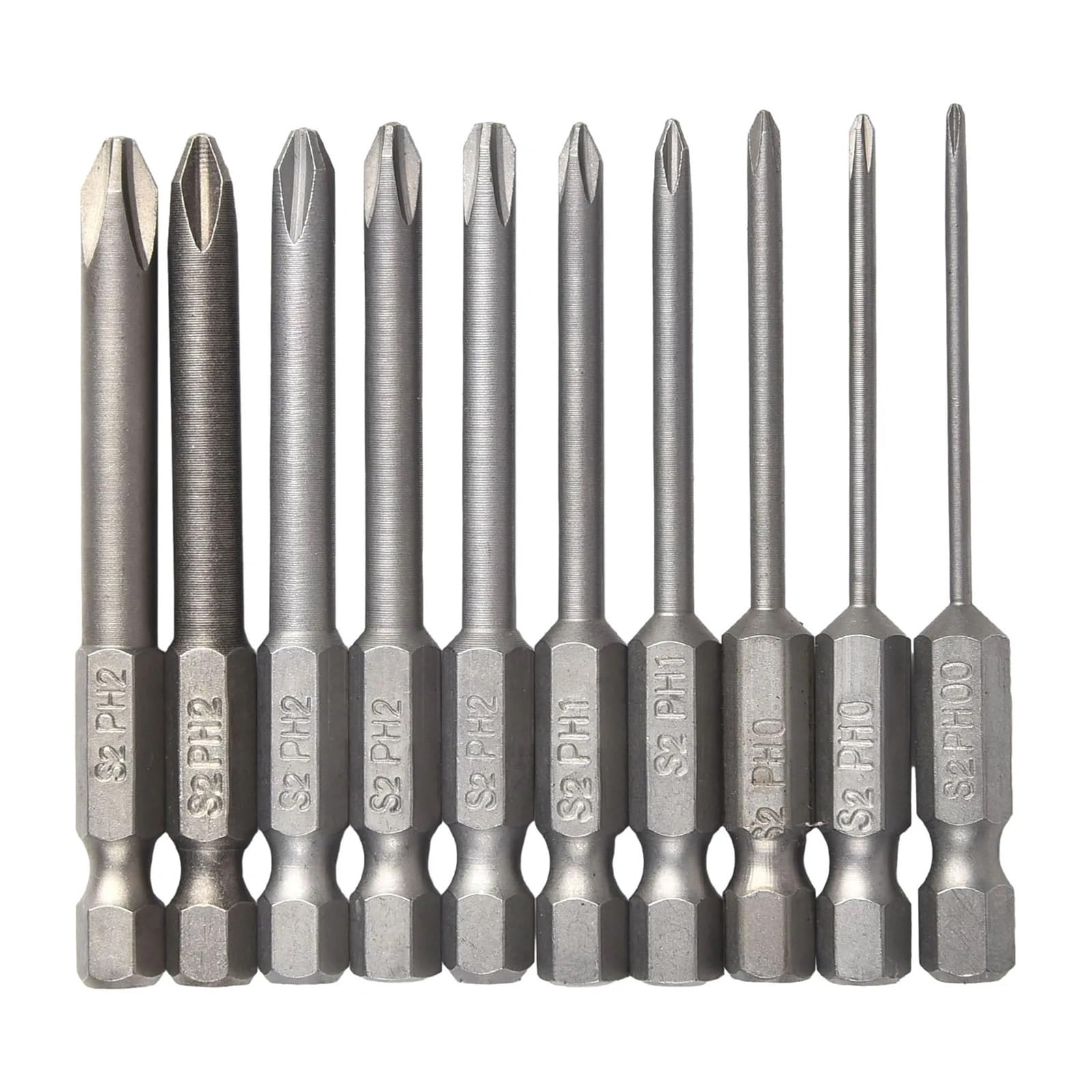 Ruxyoie 10Pcs 65Mm Magnetic Ph00-Ph2 Phillips Screwdriver Bits