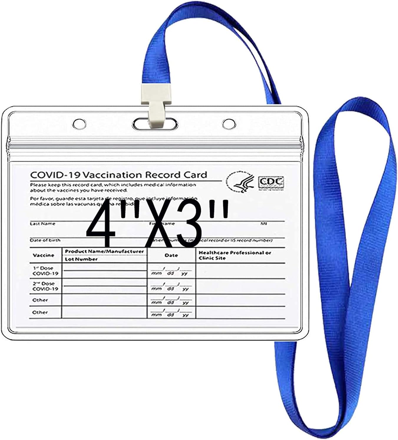 Vkarh Card Protector,CDC Vaccination Card Protector, 10 Packs 4 X 3 Inches Immunization Record Vaccine Cards Holder ID Card Holder with Lanyard,Waterproof Type Resealable Zip