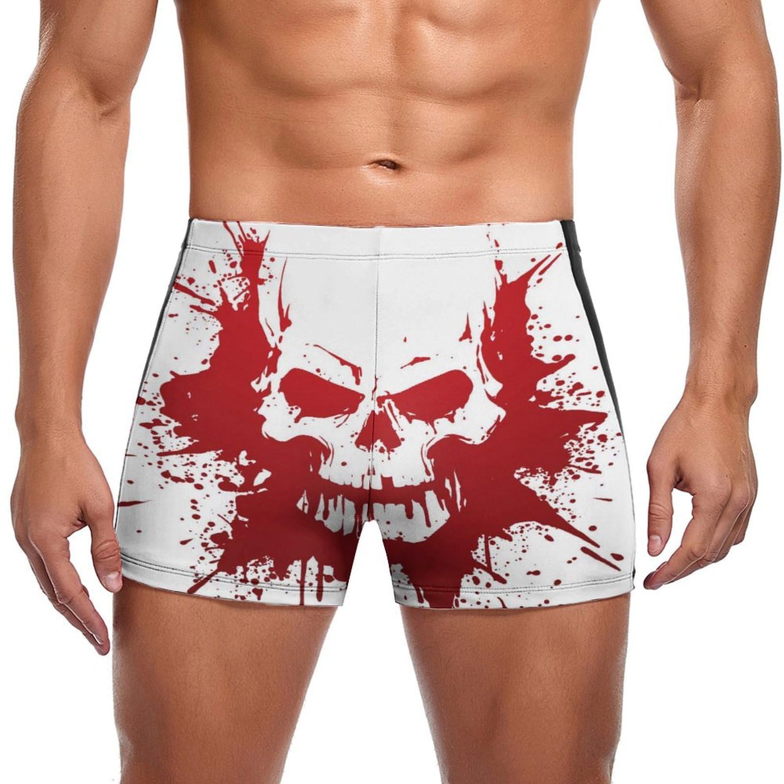 Swim briefs homme imprimé crâne rouge avec cordon de serrage ajustable