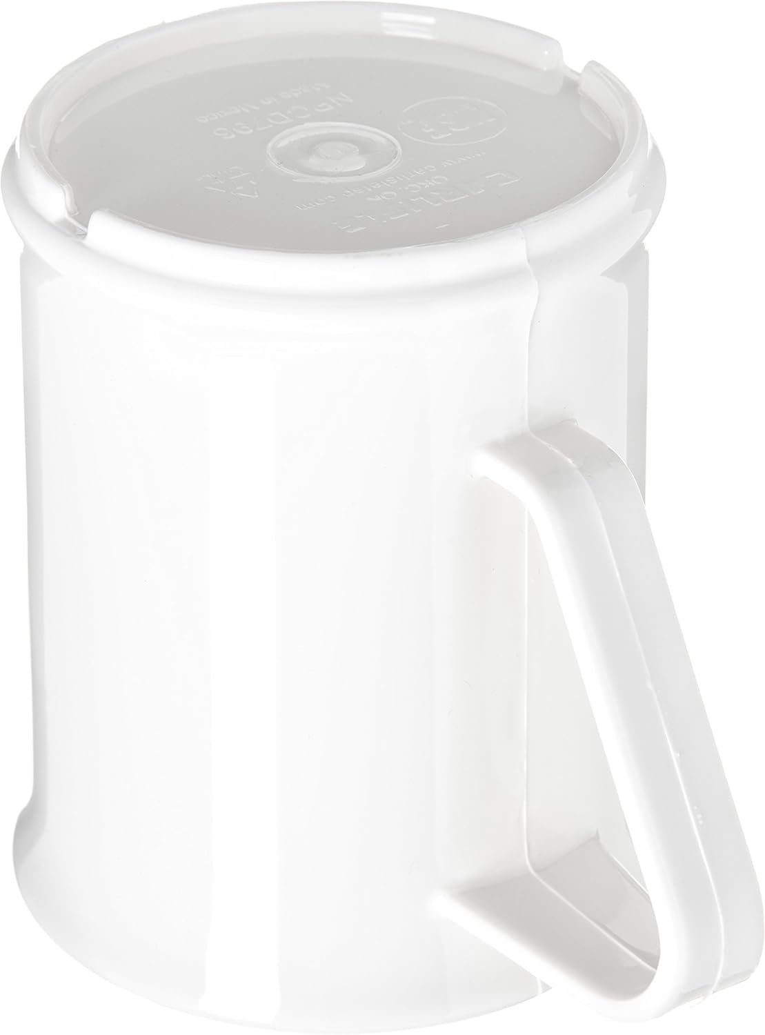 Carlisle FoodService Products Plastic Mug with Handle for Home and Restaurant, Melamine, 9.6 Ounces, White, (Pack of 48)