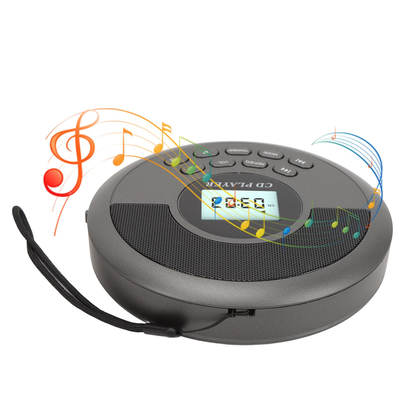 Lettore CD portatile da scrivania, per la casa, lettore CD portatile, ricaricabile, USB BT, doppio altoparlante per casa, auto, viaggi, esterni