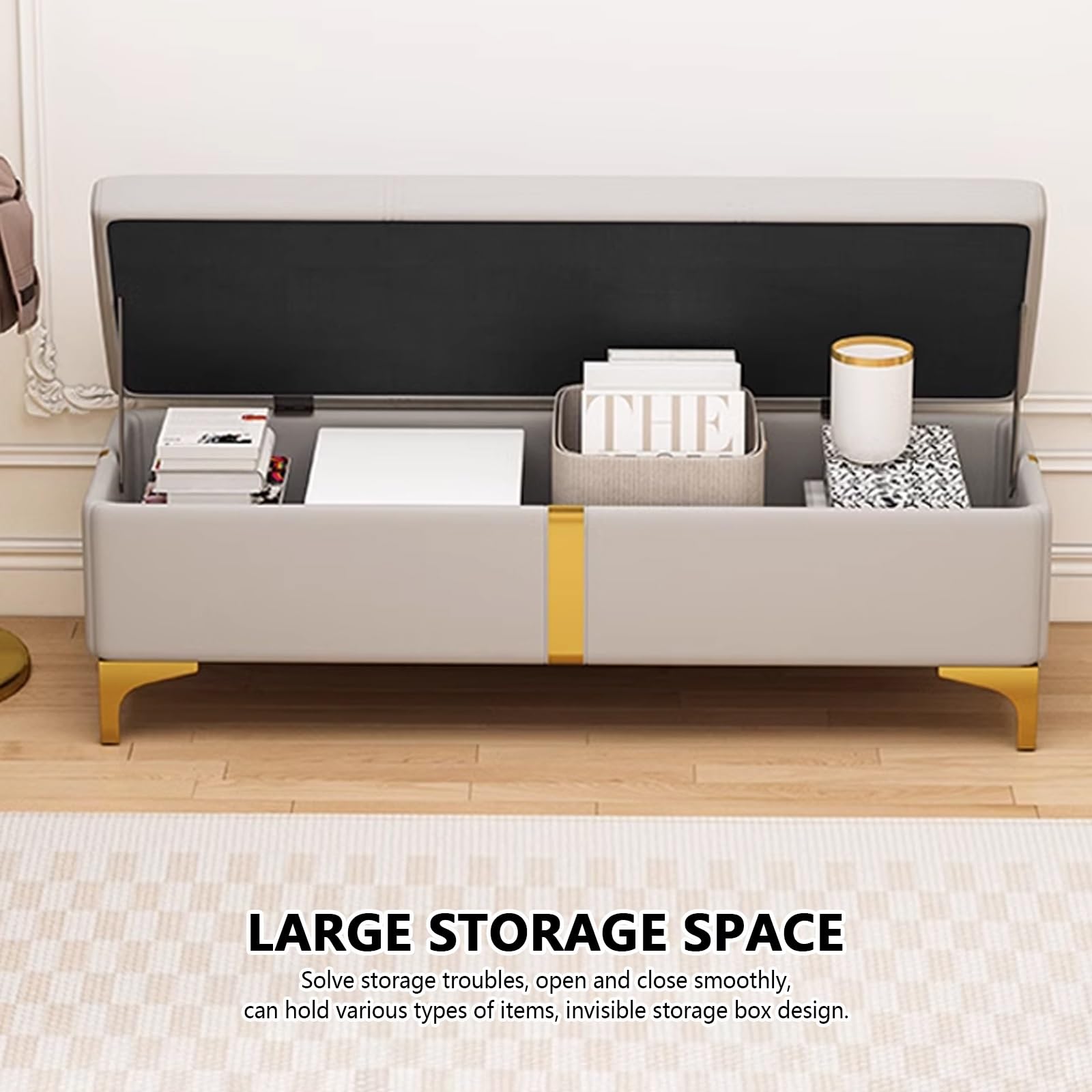 Interno moderno soggiorno pouf cassapanca contenitore, panca scarpiera con seduta Imbottito, panca contenitore camera da letto, mobile ingresso con scarpiera, panca fondo letto matrimoniale.