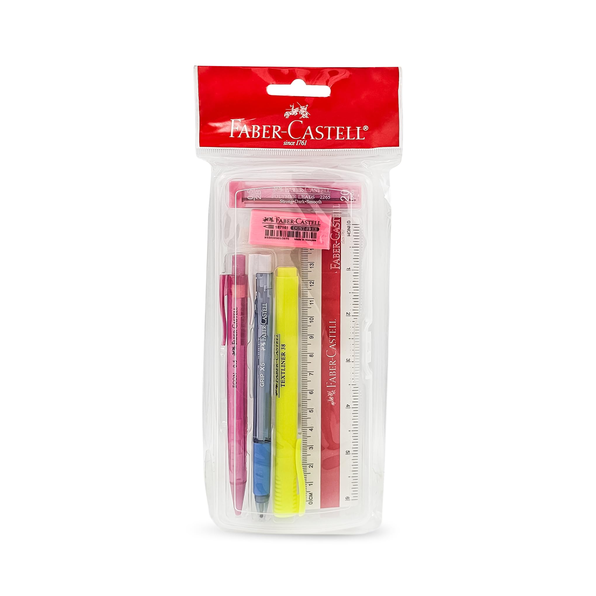 Faber-Castell Faber Castell Compact Pencil Case [Mechanical pencil + Leads + Eraser + Ball pen + Highlighter + Plastic Ruler]