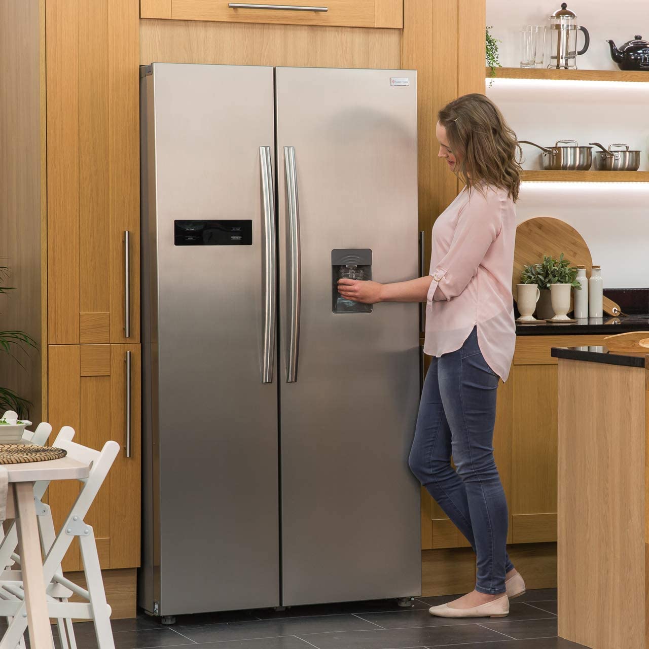 Russell Hobbs RH90FF176SSWD Freestanding American Fridge Freezer