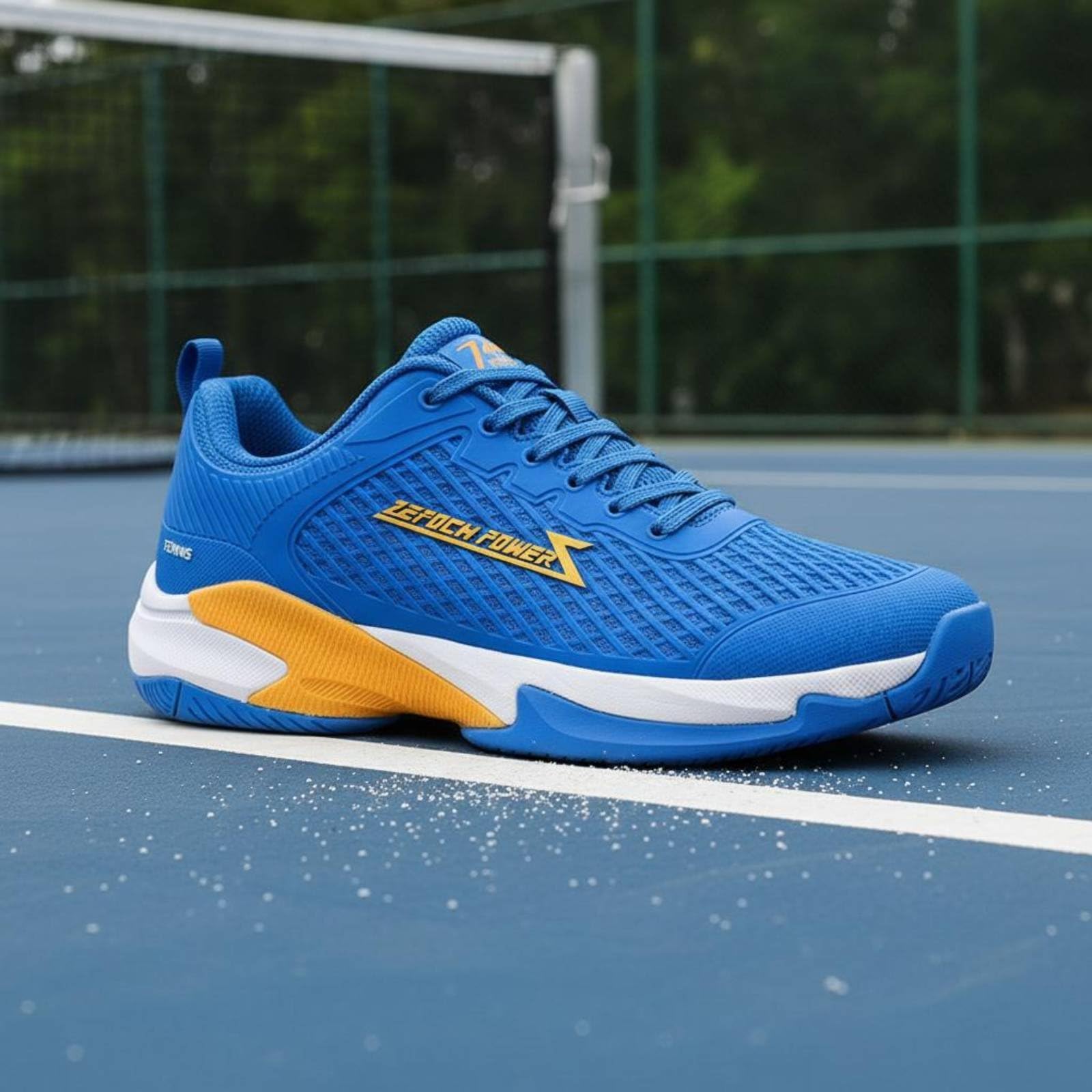 HEAVENGLOW Wear-Resistant Pickleball Shoes Long-Lasting Outsole Sneakers Shock Absorbing Non-Slip Court Stable Support for Men, Women, Athletes, Competition, Training, Royal Blue, 37-picture-47