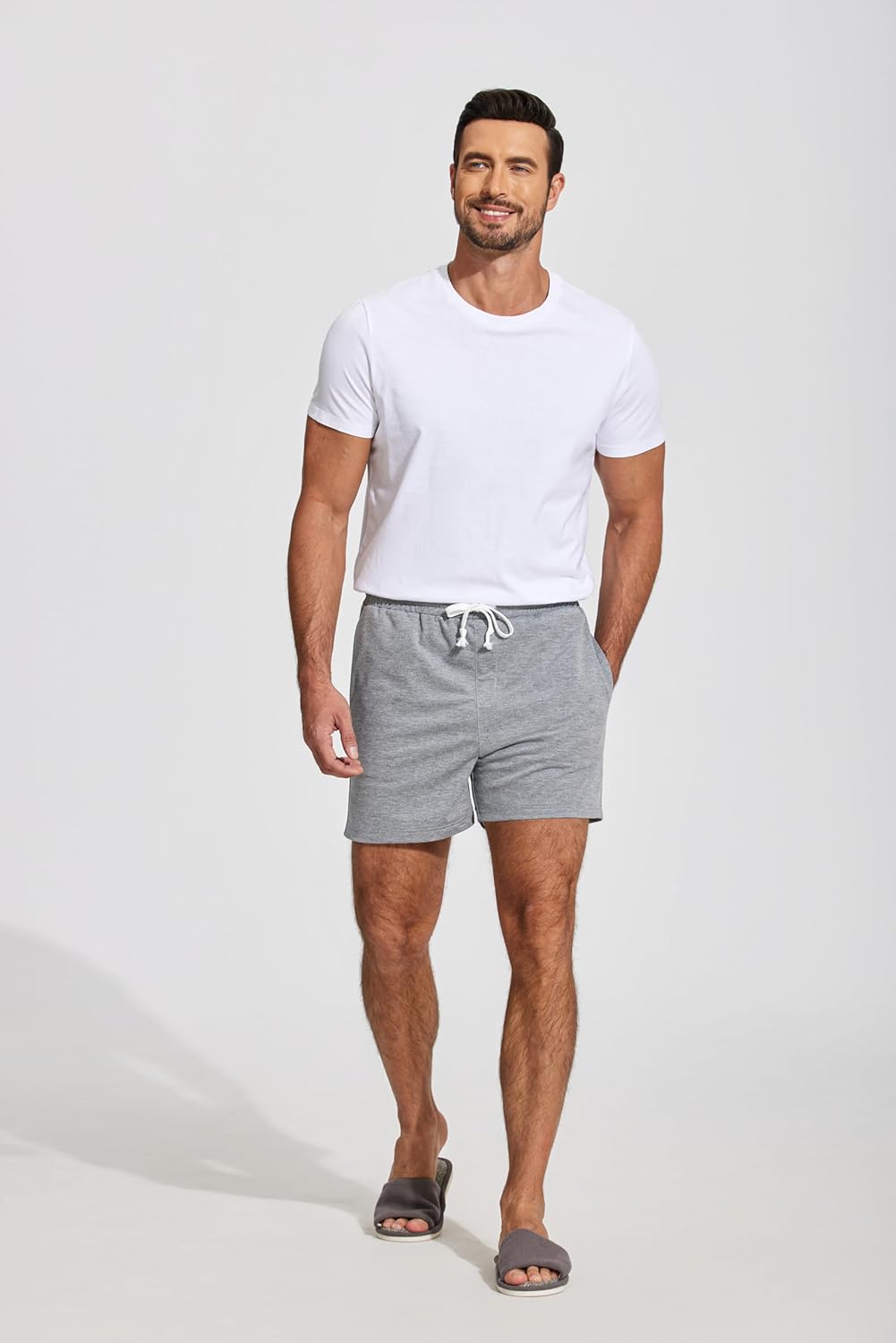 Deyeek 5.5 Inch Mens Pajama Shorts Sleep Cotton Lounge PJ Lightweight Elastic Waist Drawstring Nightwear Bottom with Pockets - Image 5