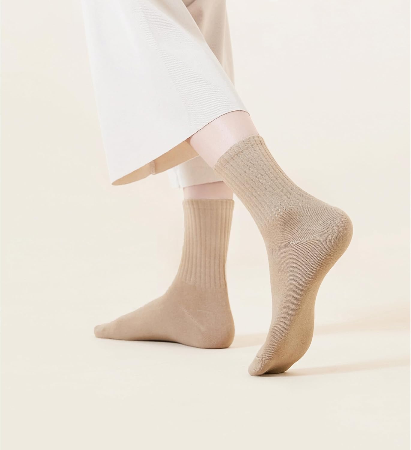 VWU Women Men Crew Socks Cotton Dress Socks Ankle Neutral Casual Gilr Boy Solid Color Crew Socks SIze 5-12 - Image 4