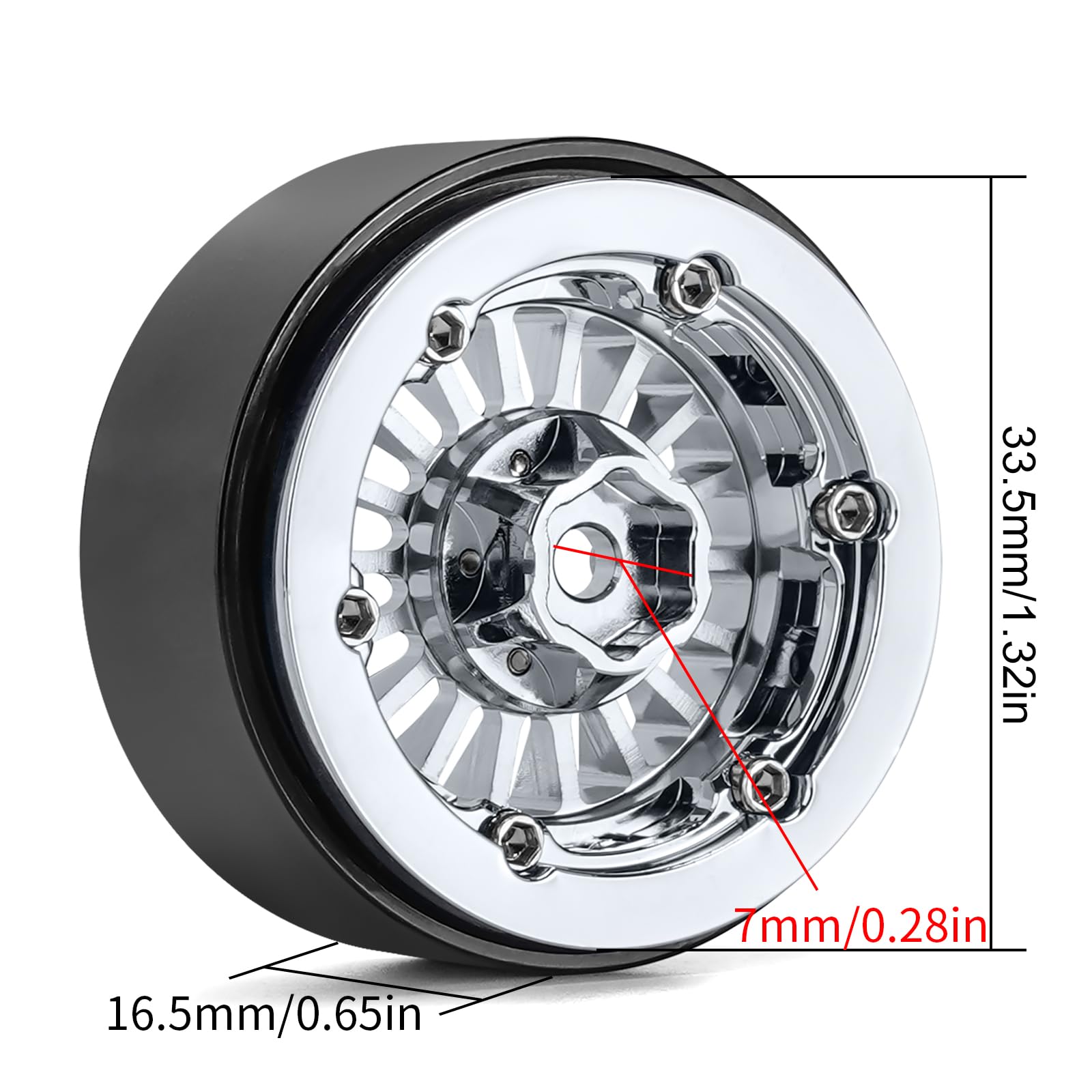 INJORA ModuWheel 1.3 Beadlock Velgen Set – Messing & Aluminium, Negatieve Offset, voor 1/18 en 1/24 RC Crawlers · Modelsport