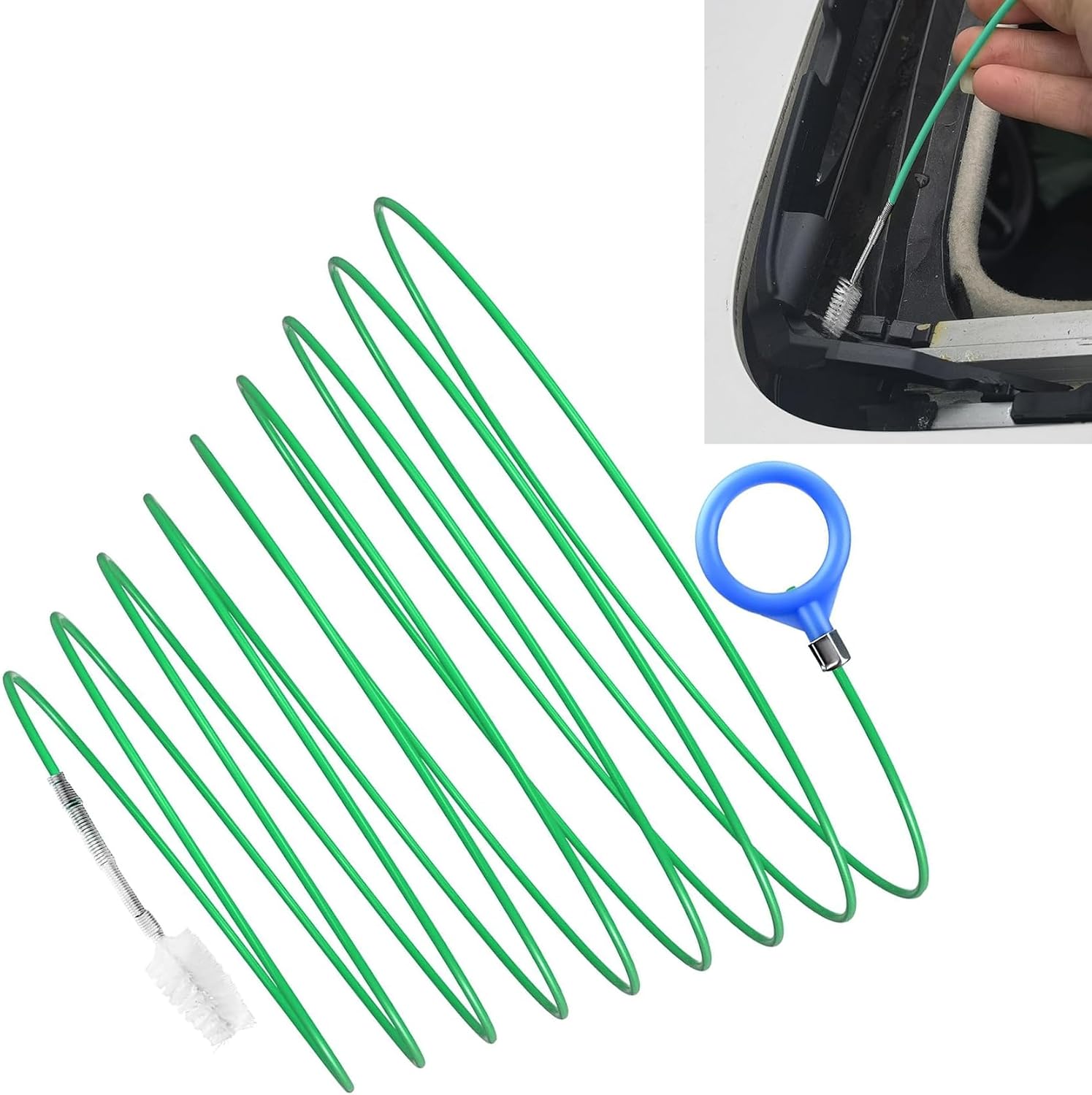 Auto Sunroof Drain Cleaning Tool, Car Wash Brush, 120 Inch Long Flexible Drain Brush Pipe Cleaners for Car, Auto Sunroof Pipe Cleaning Slim Drain Dredging Tool for Drains Sewers Windshields (3M)