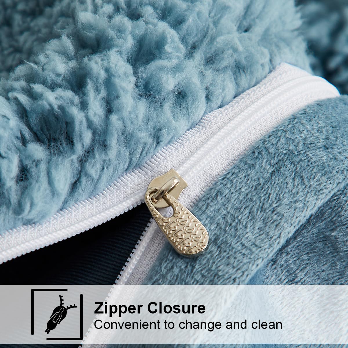 AShanlan Winter Fleece Bettwäsche 200x220 Petrol Blau Super Warme Sherpa Bettbezug Flauschig ÖKO-TEX Bettwäsche-Sets Cashmere Touch mit Reißverschluss und 2 Kissenbezug 80x80 cm