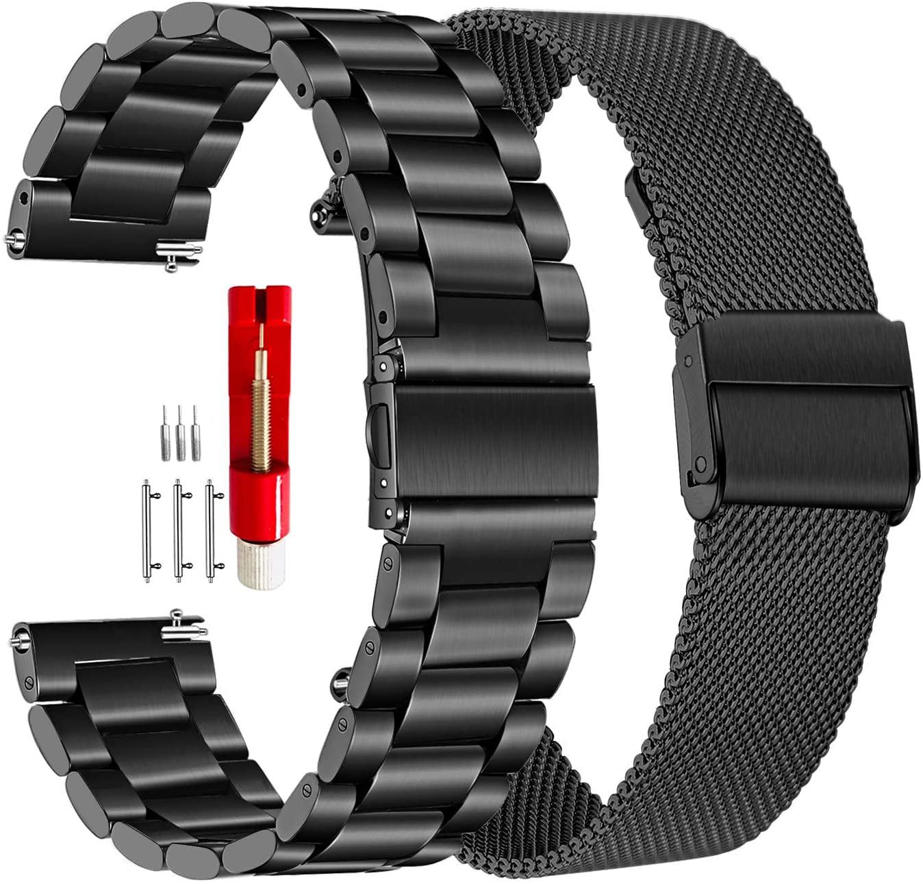 BONACE Watch Strap for Samsung Galaxy Watch Active 2/Samsung Galaxy Watch 3 41mm/Galaxy watch 42mm,2 Pack 20mm Stainless Steel Replacement Strap for Galaxy Watch 42mm/Gear Sport Smartwatch (Black) (B09LVGXTBR) Amazon Price History, Amazon Price Tracker