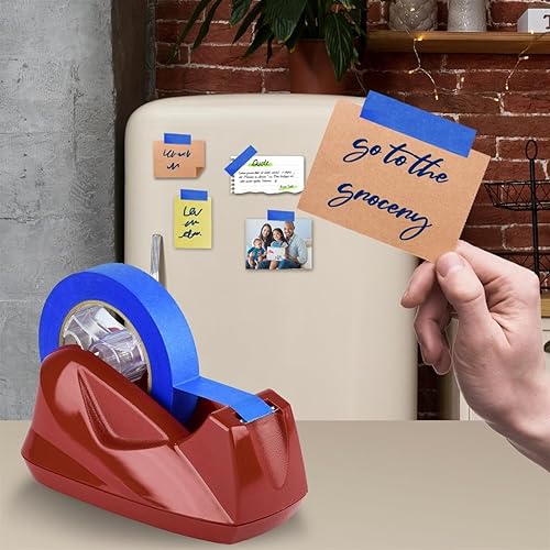 Miniatura 9 de Acrimet Dispensador de cinta de escritorio premium, plástico, base antideslizante (resistente) (color rojo)