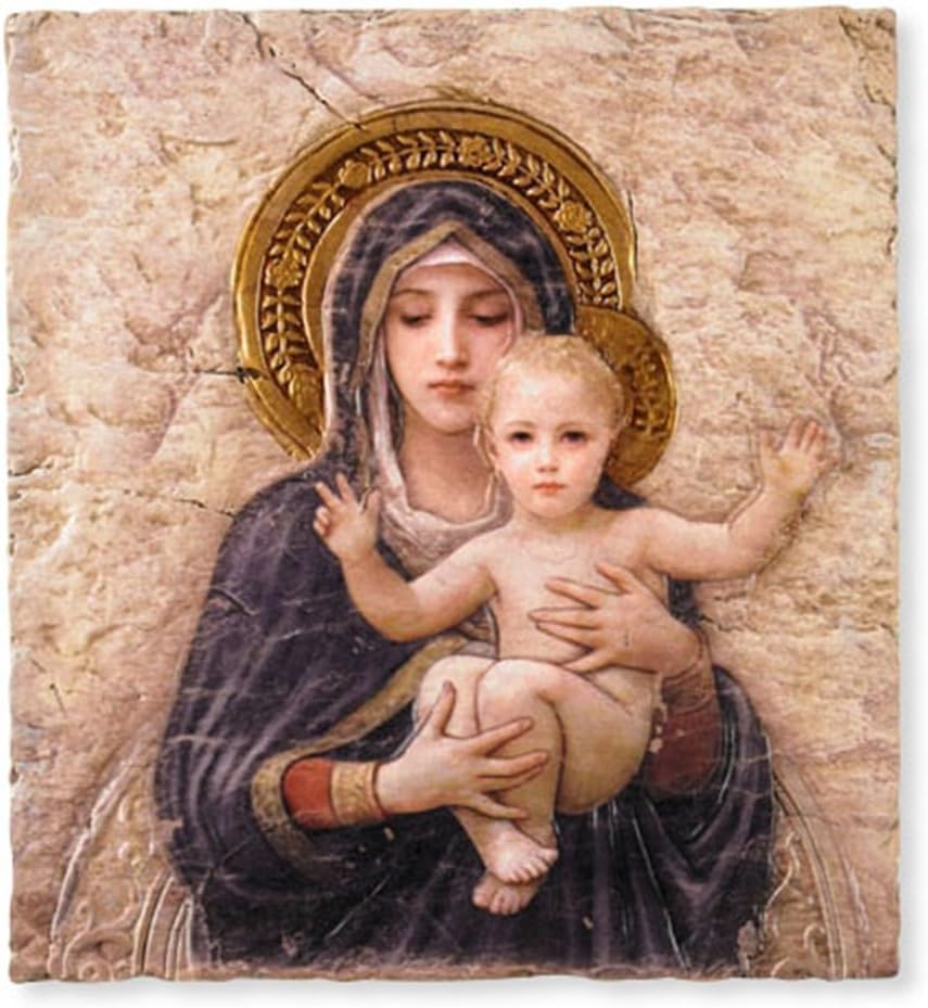 Madonna with Child Christ Icon 10 Inch Painted Resin Wall Plaque