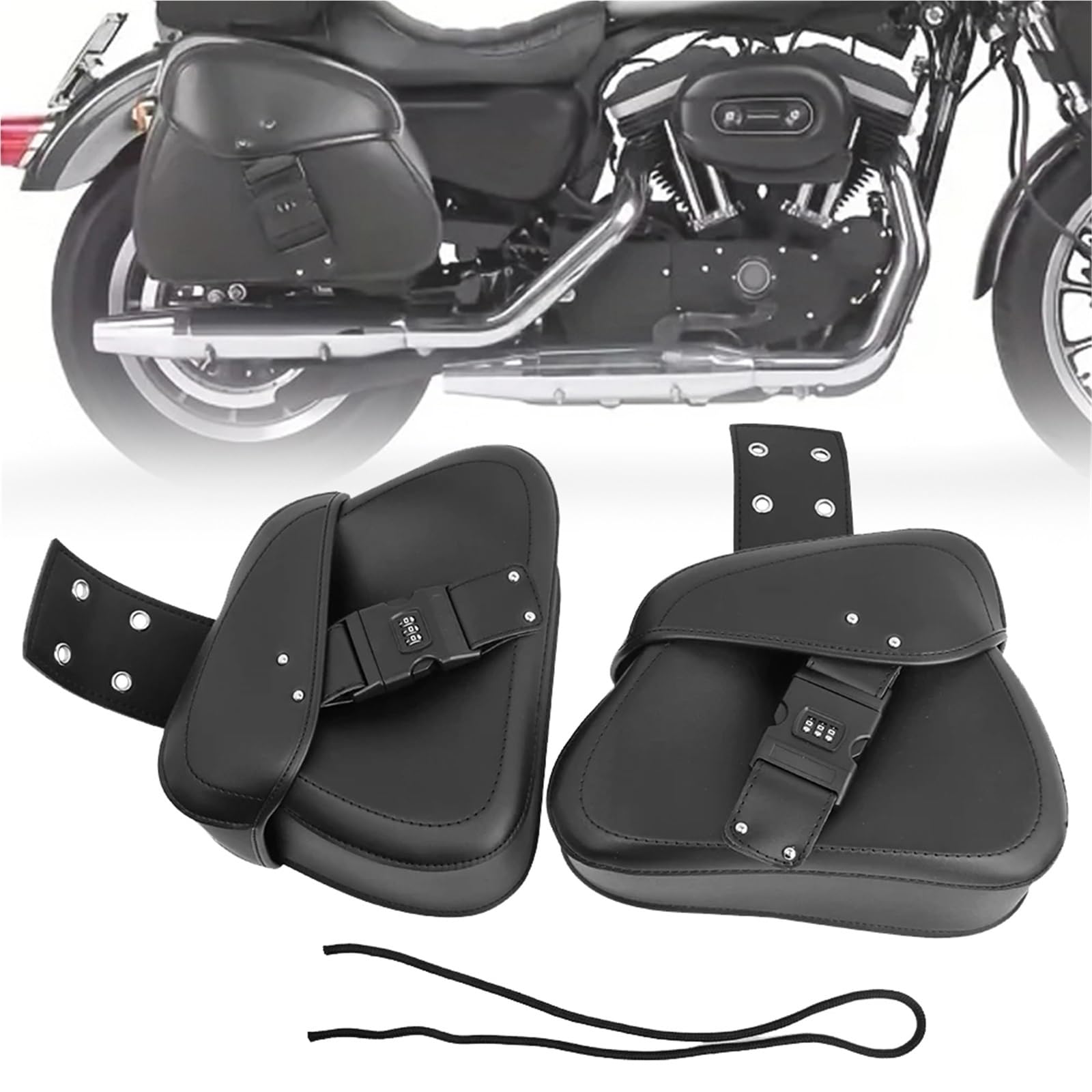 Sacoches de moto universelles en cuir PU étanches avec antivol pour Harley