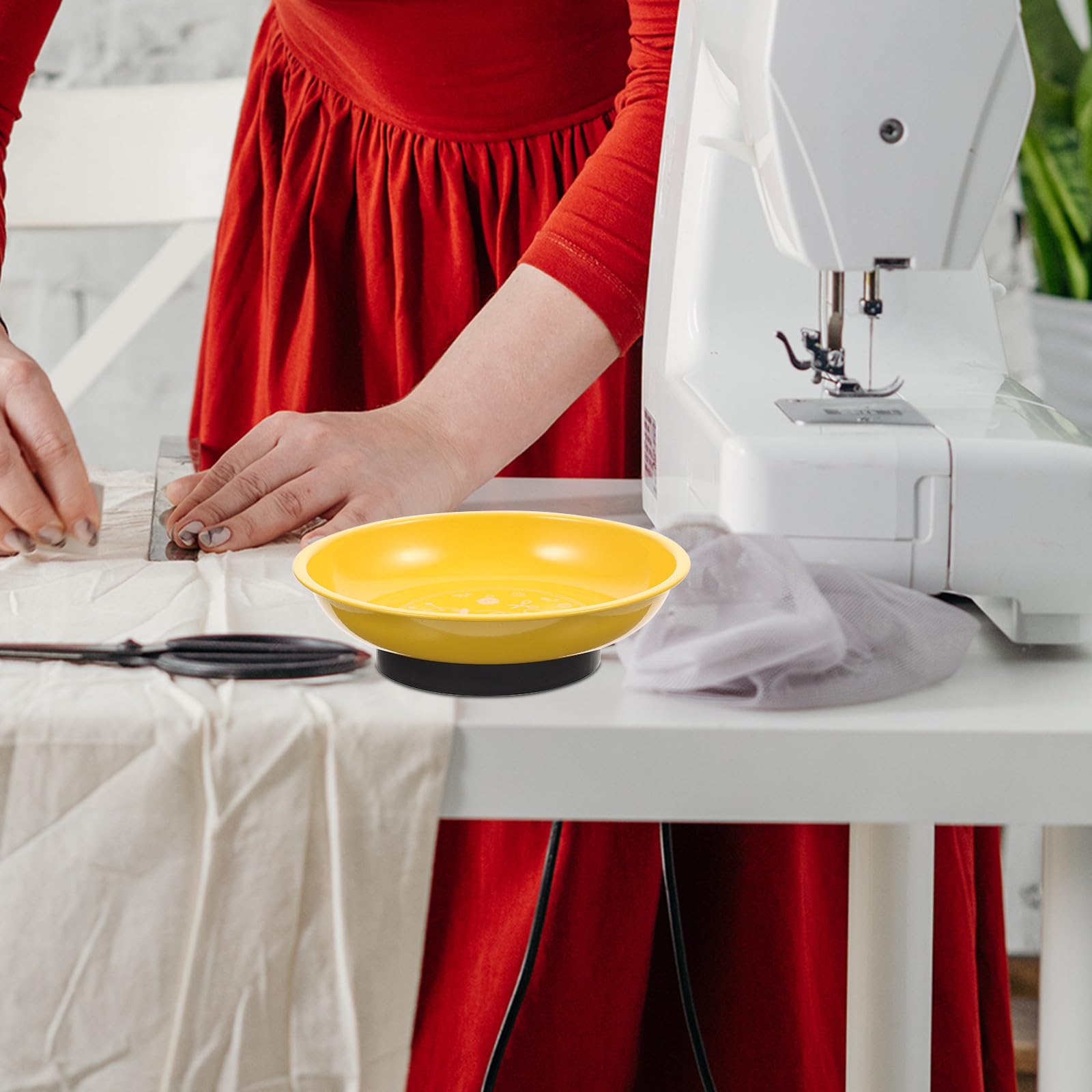 Healvian Porta Agujas Magnético Amarillo para Bordado Acero Inoxidable y Forma de Cuenco, Organizador Práctico para DIY y Manualidades de Costura