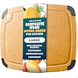 Dishwasher Safe Cutting Boards for Kitchen - Large Composite Wood Cutting Board with Non-Slip Feet & Juice Groove - Thin & Lightweight Eco-Friendly Chopping Board (14.5