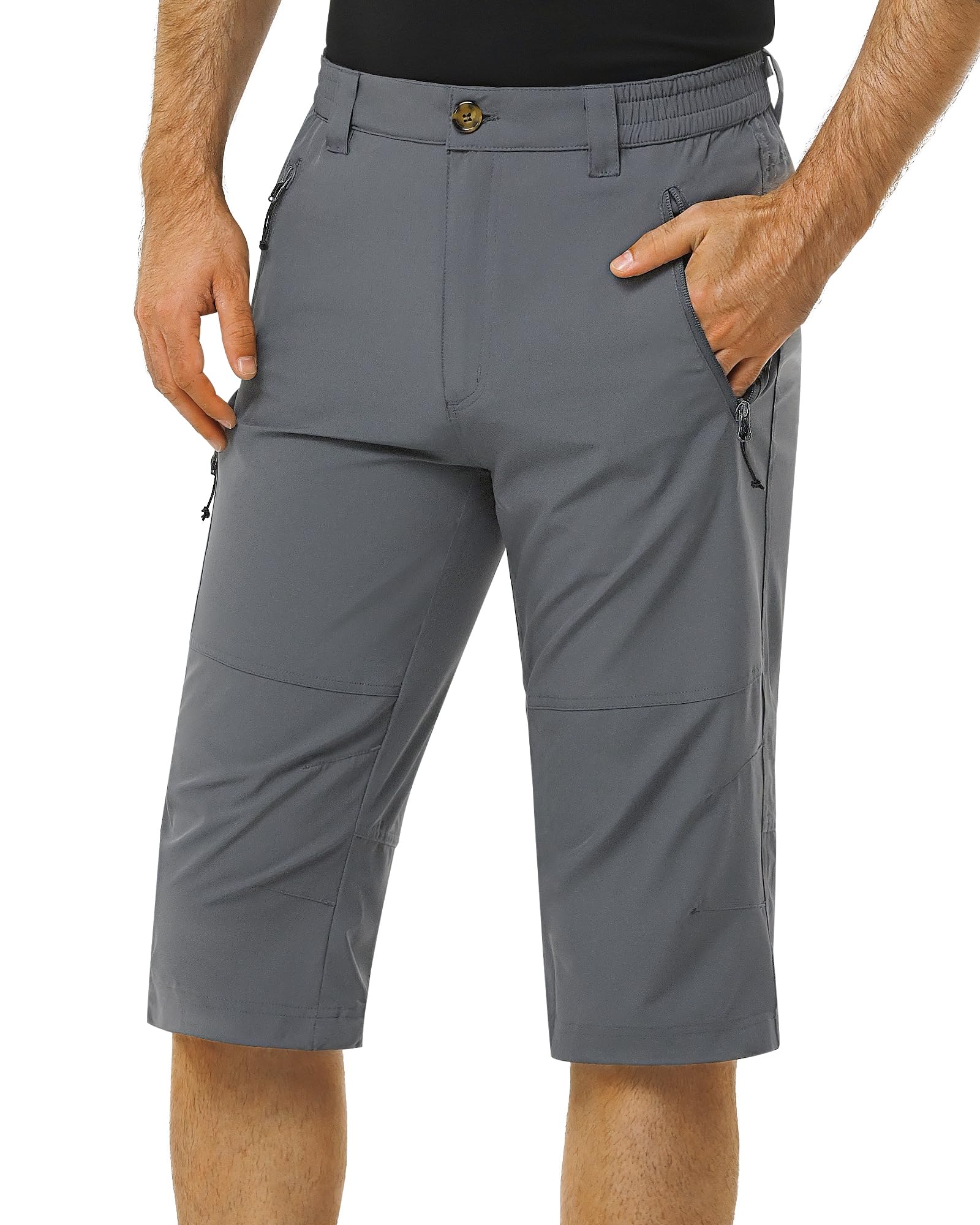33,000ft Men's Hiking Golf Capri Pants 3/4 Cargo Quick Dry Lightweight Stretch Below Knee Shorts Pants Travel Casual