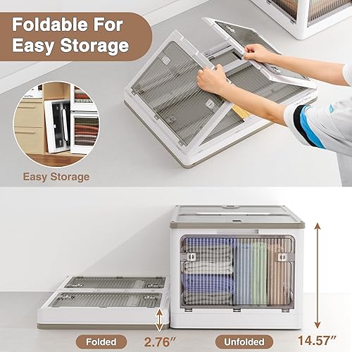 Miniatura 6 de BROVIEW Organizadores y almacenamiento de armario, contenedores de almacenamiento plegables de 100 cuartos de galón con tapas y ruedas, contenedores