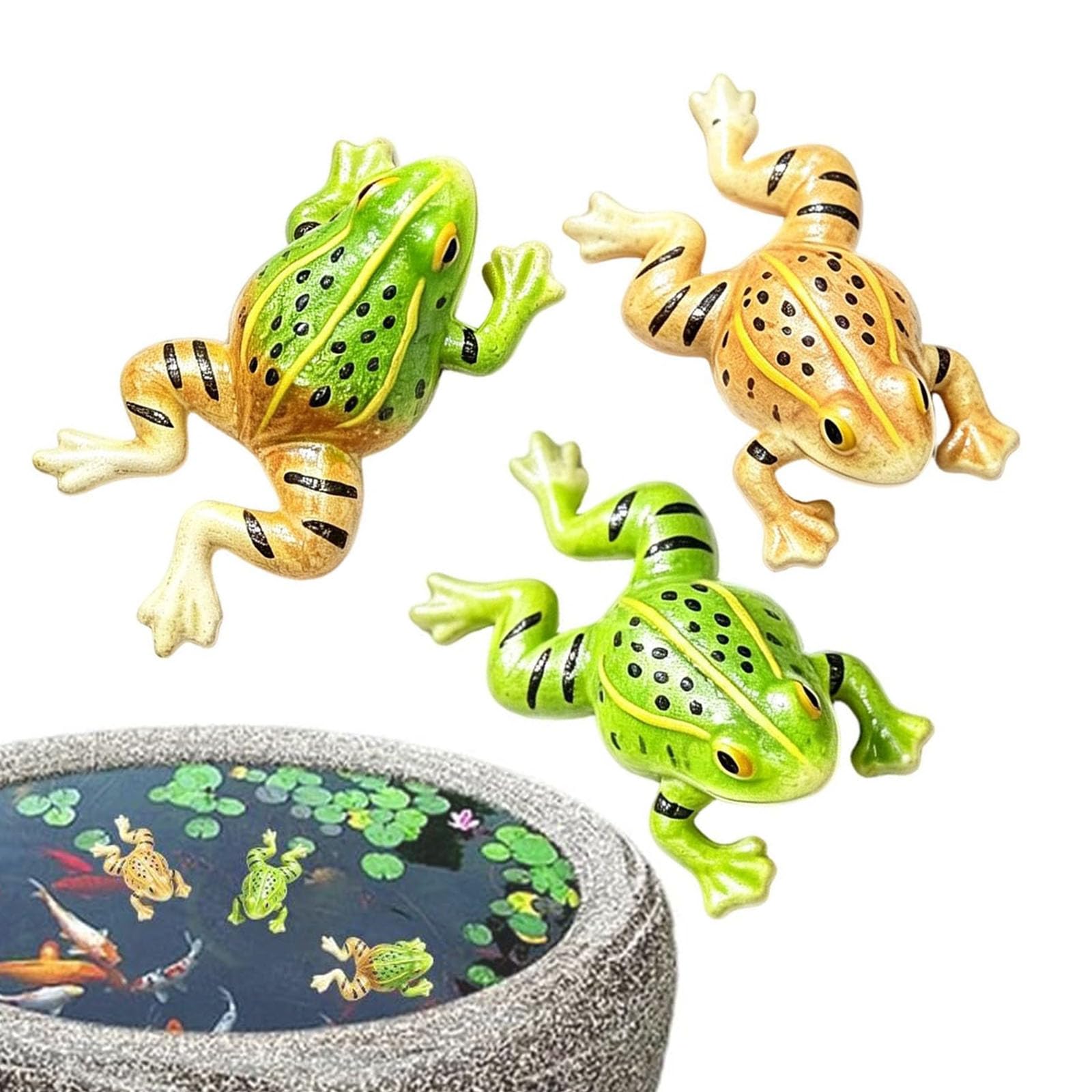 3Pcs Floating Frogs For Pond, Mini Pond Decoration Frog Resin Sculpture