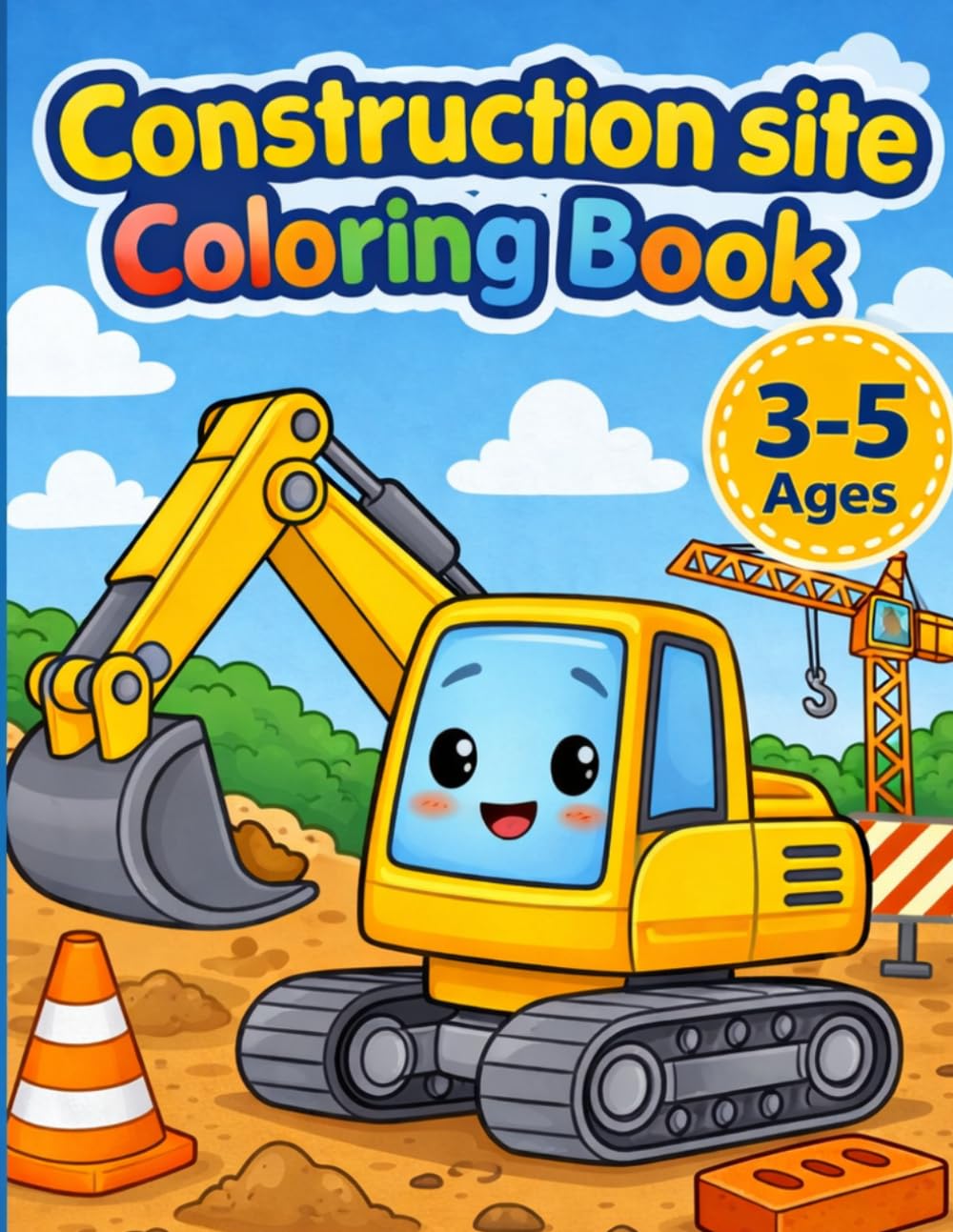 Construction Site Coloring Book for Kids Ages 3-5: Big, simple coloring pages with excavators, cranes, trucks and construction workers