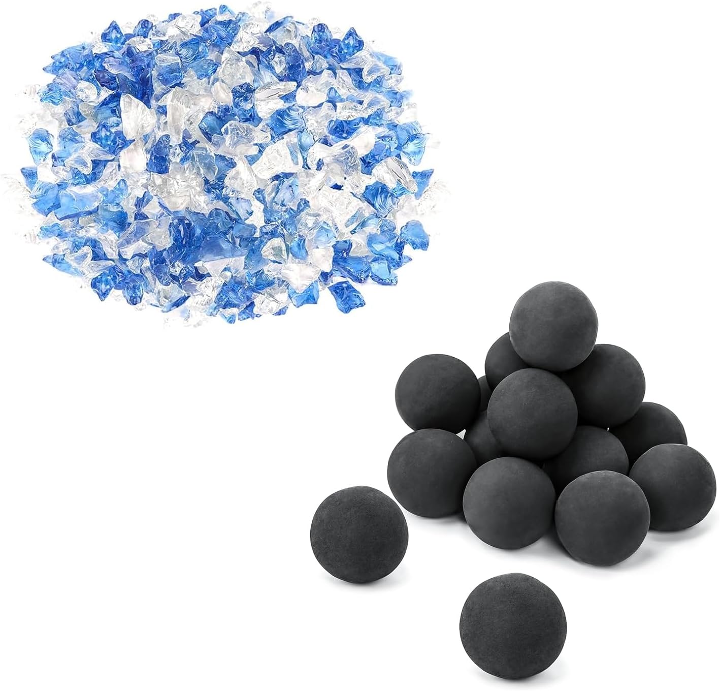 GRISUN Bahama Blend Fire Glass and Ceramic Fire Balls for Fire Pit